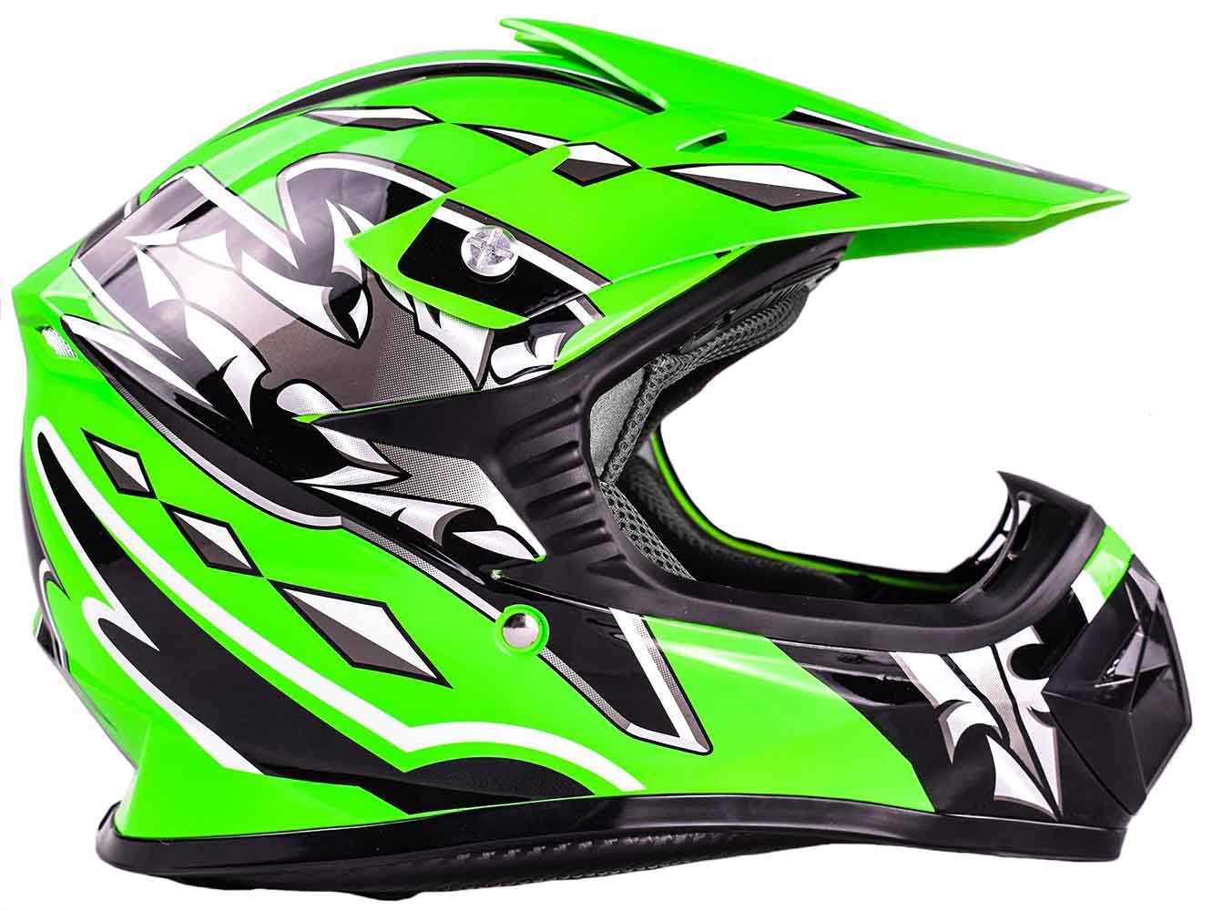 Typhoon Kids Pee Wee Offroad Gear Combo Set - Motocross Helmet, Gloves, Goggles & Chest Protector for ATV Dirt Bike Riding (Green, Large) - Perfect for Young Riders' Safety in Motocross, ATV & Offroad Adventures