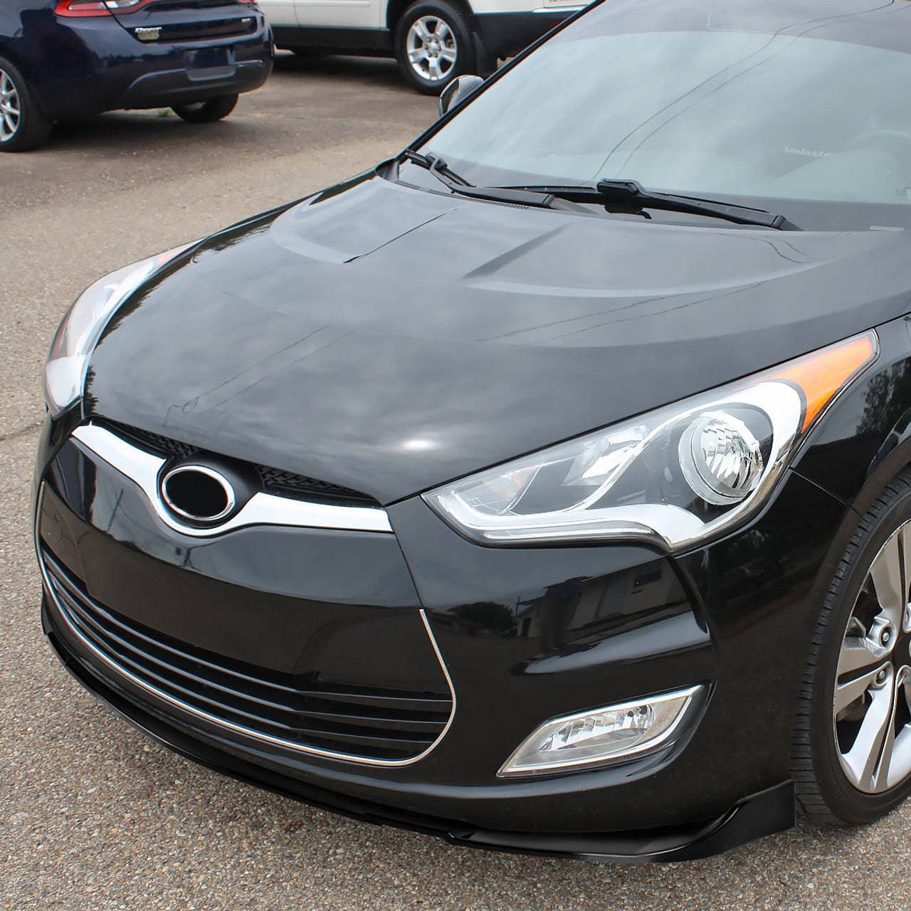 2012-2017 Hyundai Veloster Front Bumper Lip Kit - Glossy Black 3PC Splitter (Non-Turbo Model) | Aggressive Style Upgrade for Street & Car Show Appearance
