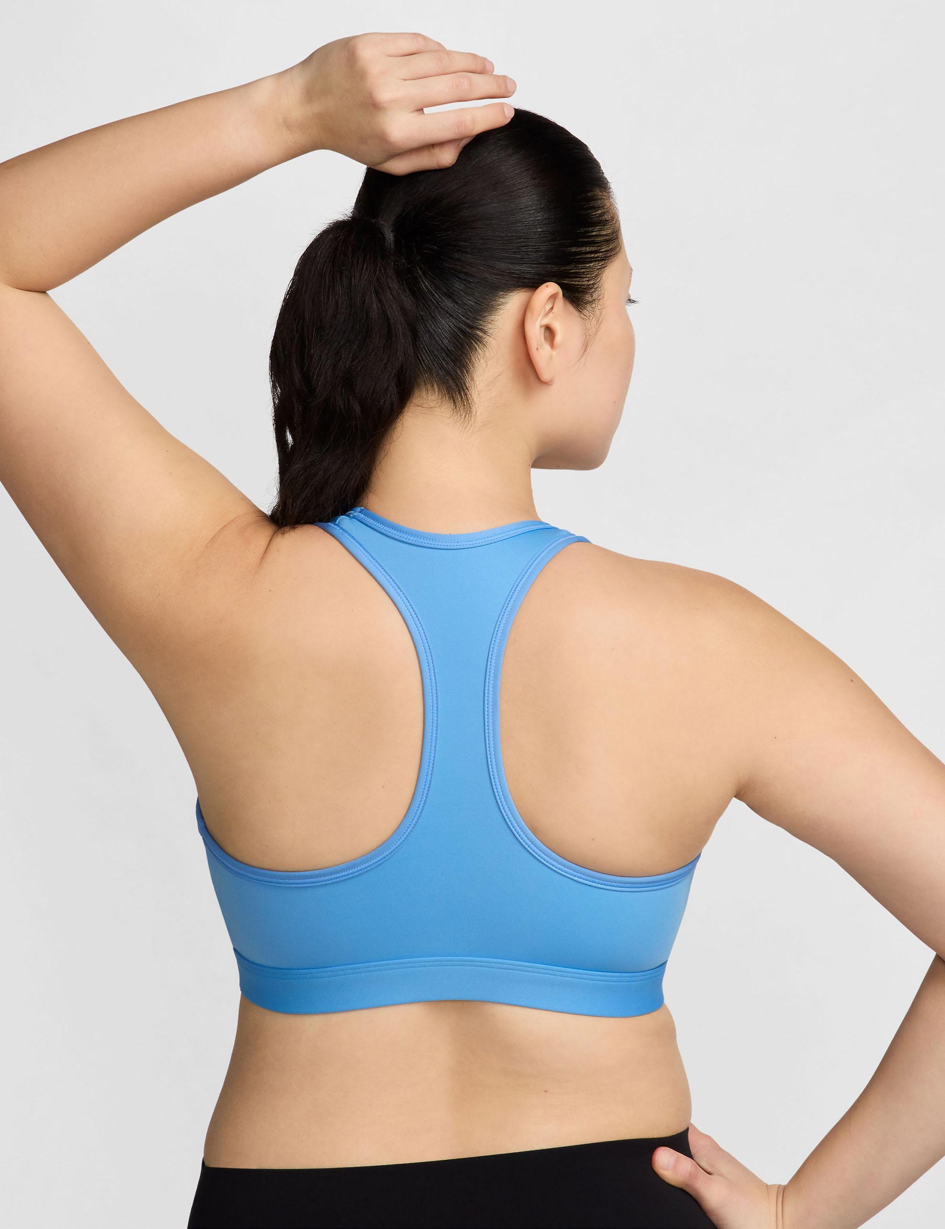 Nike Swoosh Medium Support Sports Bra - University Blue & White for Women's Running, Yoga & Gym Workouts