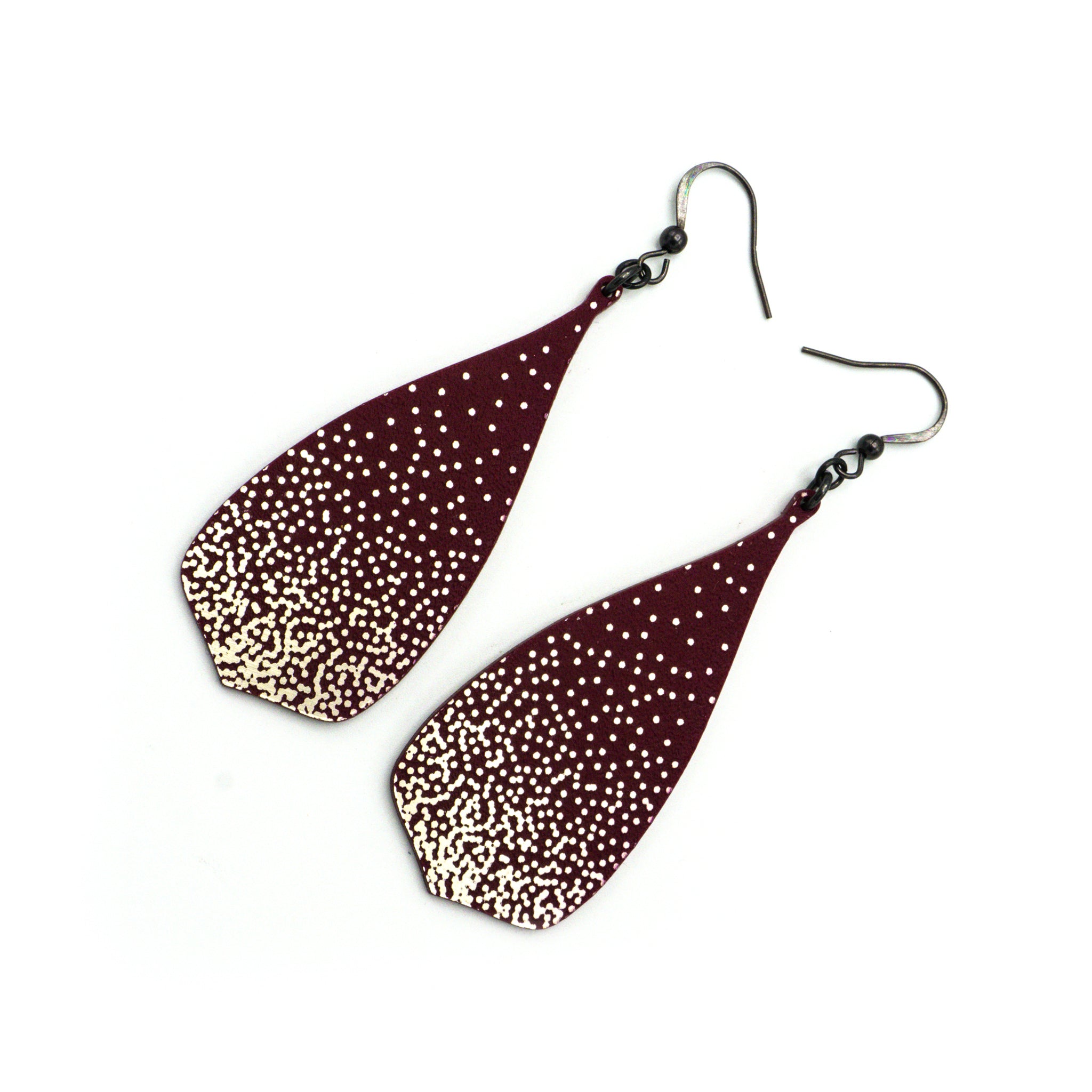Flared Bevel Drops Acrylic Earrings in Brushed Nickel & Burgundy - Gradient Sparkle Design for Women | Perfect for Parties, Weddings & Everyday Wear