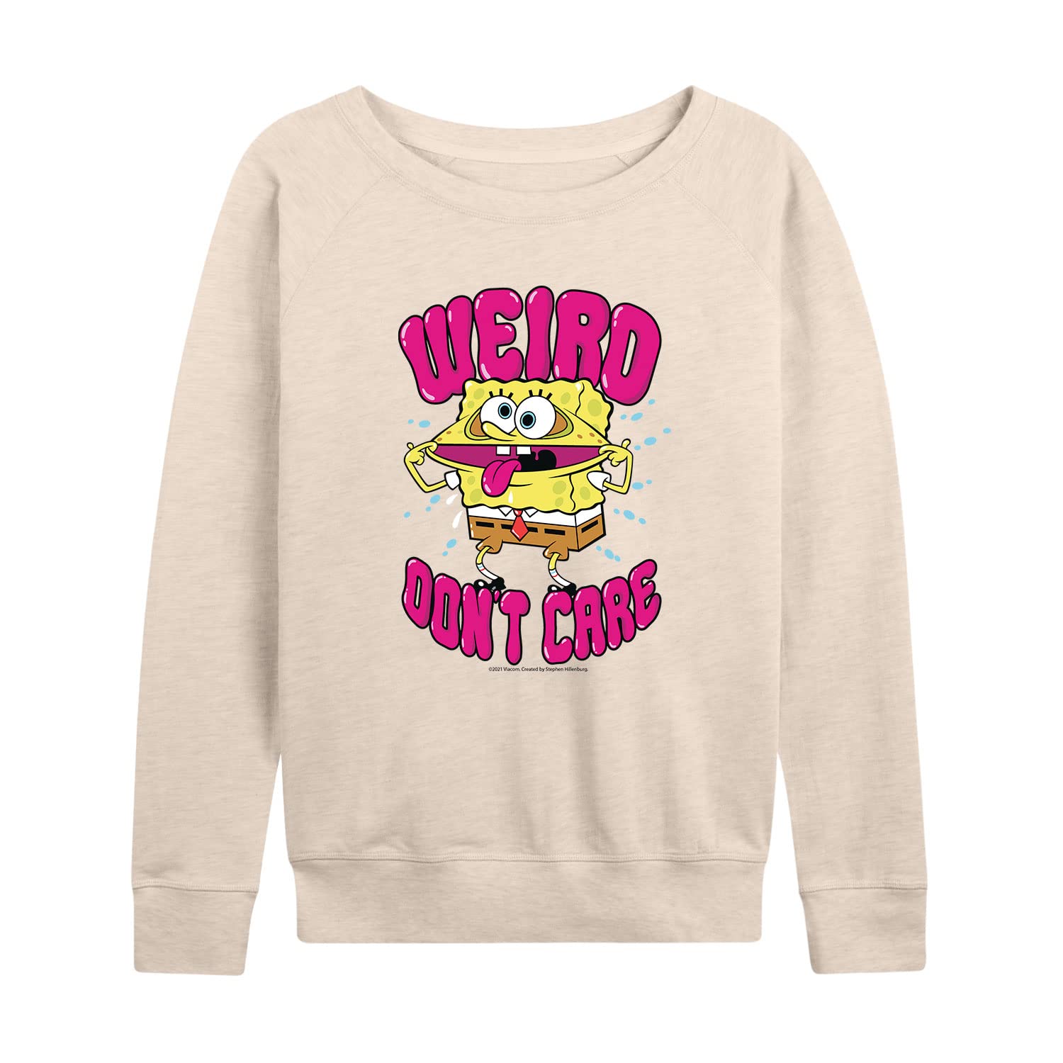 SpongeBob SquarePants Weird Graphic Ladies French Terry Pullover Hoodie - Soft Casual Sweatshirt for Women - Perfect for Lounge Wear, Cosplay & Cartoon Lovers