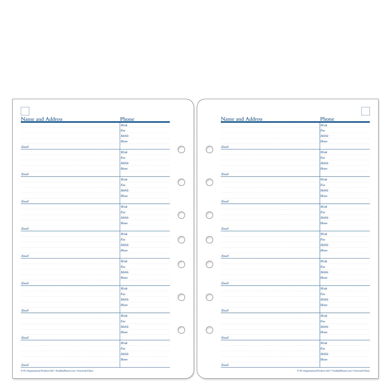 FranklinCovey Classic Planner Expansion - Address & Phone Pages Organizer - Perfect for Business Professionals & Daily Planning