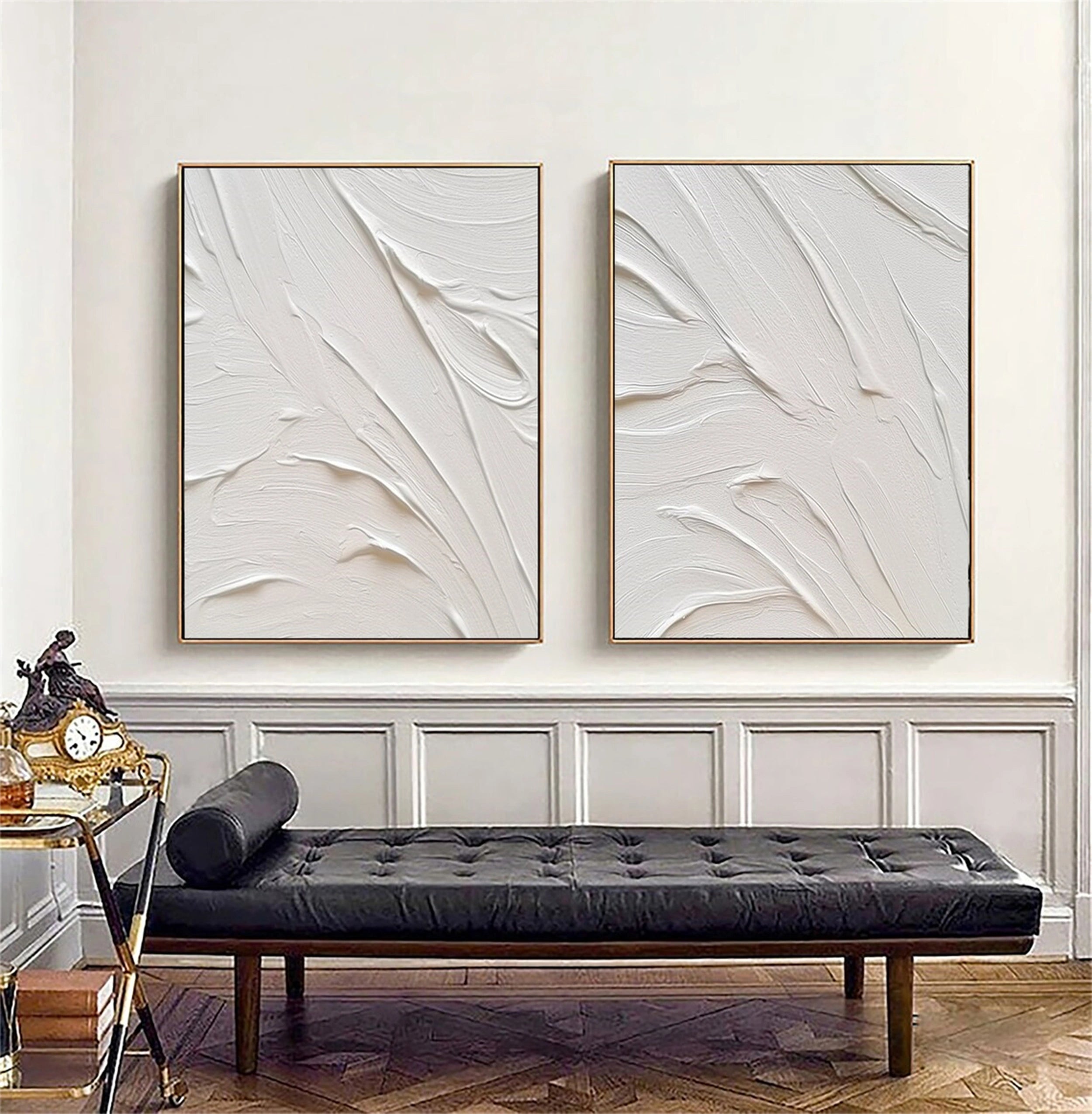 Minimalist Textured Plaster Art Paintings - Set of 2 Custom Wall Decor #MM130 | Perfect for Living Room, Bedroom & Office Decor