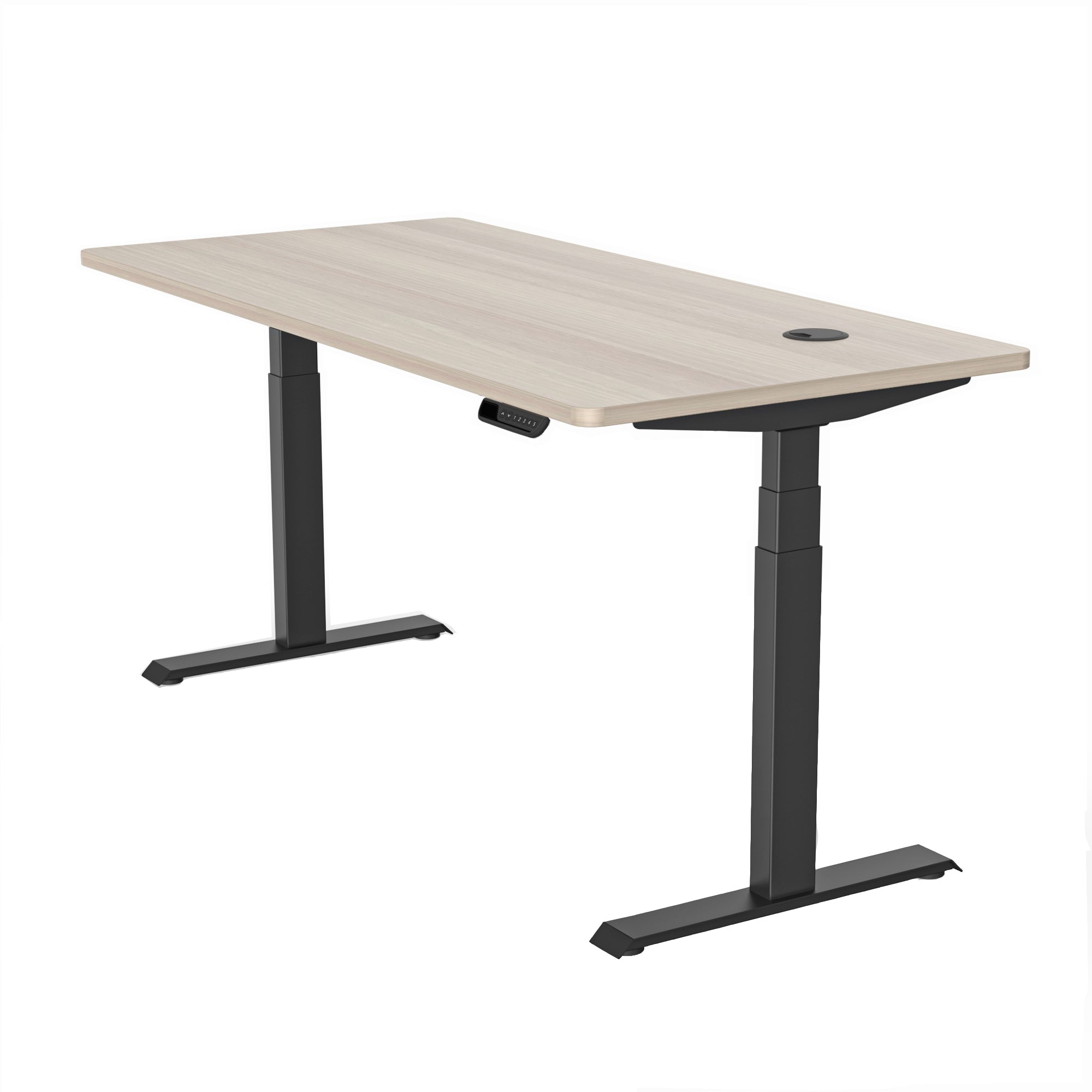 MARLO Single Workstation with Adjustable Height Lift - 1.6M Height Adjustable Standing Desk in Premium Oak & Black Finish - Perfect for Home Office, Study, and Workspace Ergonomics