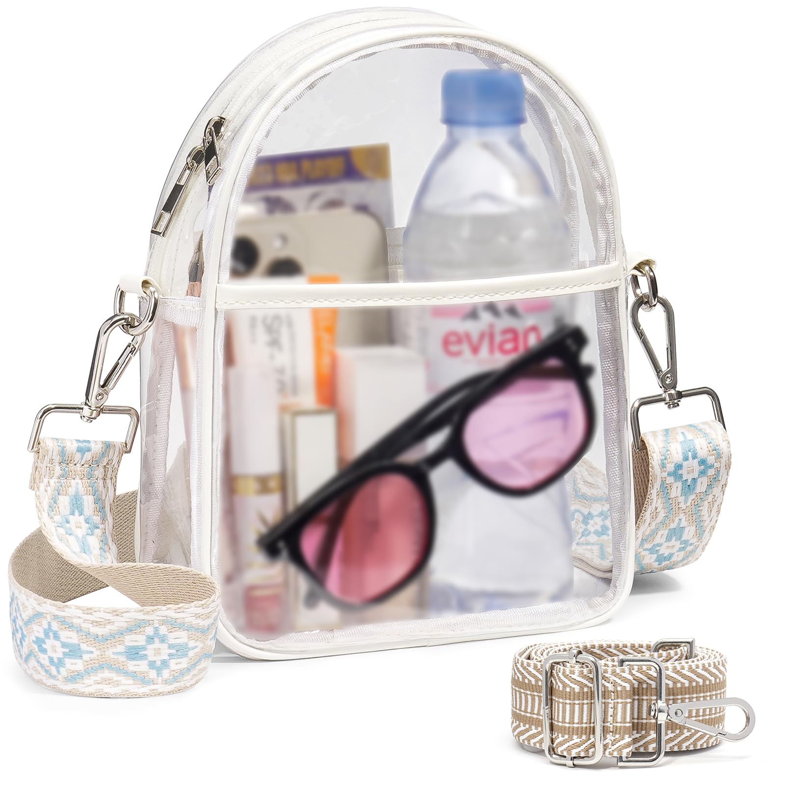 QOECI Clear Crossbody Bag for Women - TPU Stadium Approved Purse with 2 Extra-Long Straps | Perfect for Concerts, Festivals, Sporting Events & Travel Security Checks