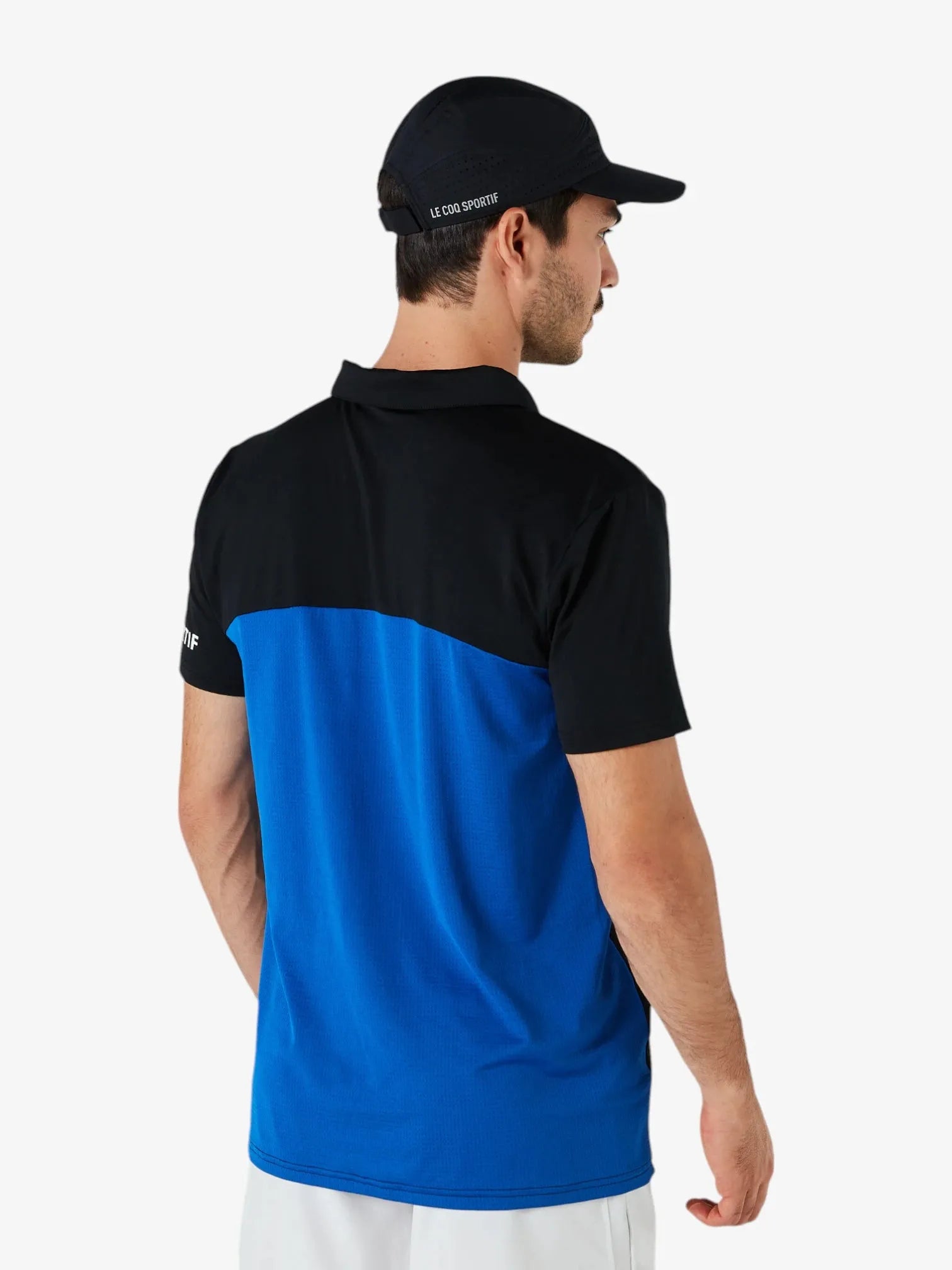 Le Coq Sportif Men's Tennis Polo Shirt - Black & Blue - Moisture-Wicking & Breathable for Sports & Casual Wear