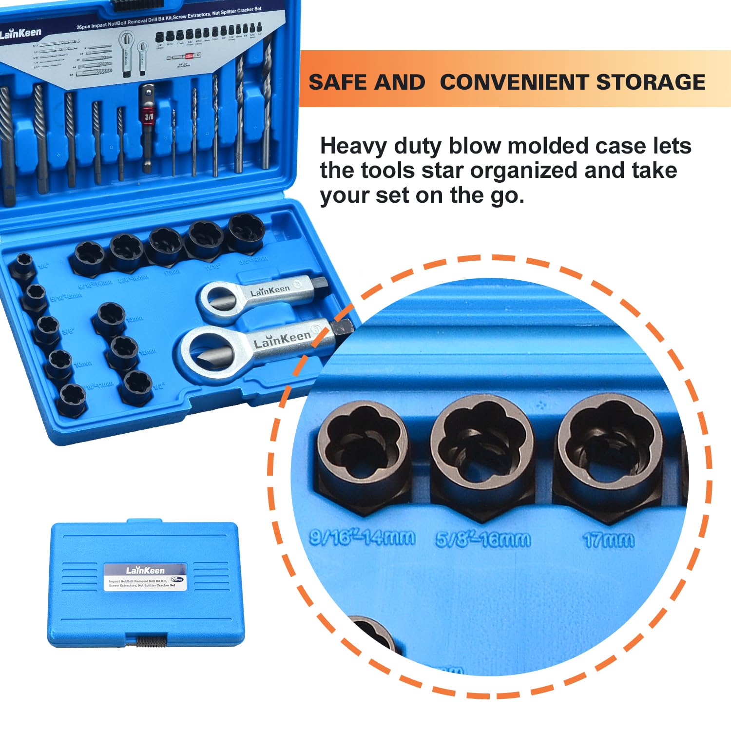 26PCS Impact Nut Bolt Removal Kit - Damaged Screw Extractor Set for Rusted Bolts & Fittings - Auto Repair & DIY