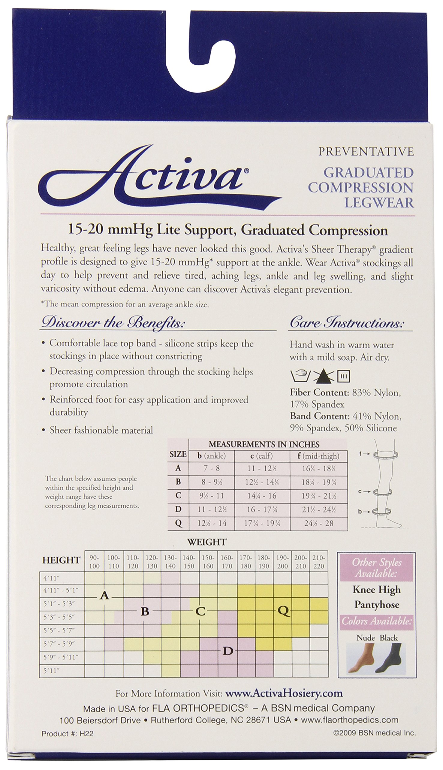 Activa Sheer Therapy 15-20 mmHg Thigh High Compression Stockings with Lace Top - Nude Color, Size D - Perfect for Varicose Vein Relief & Post-Surgery Recovery