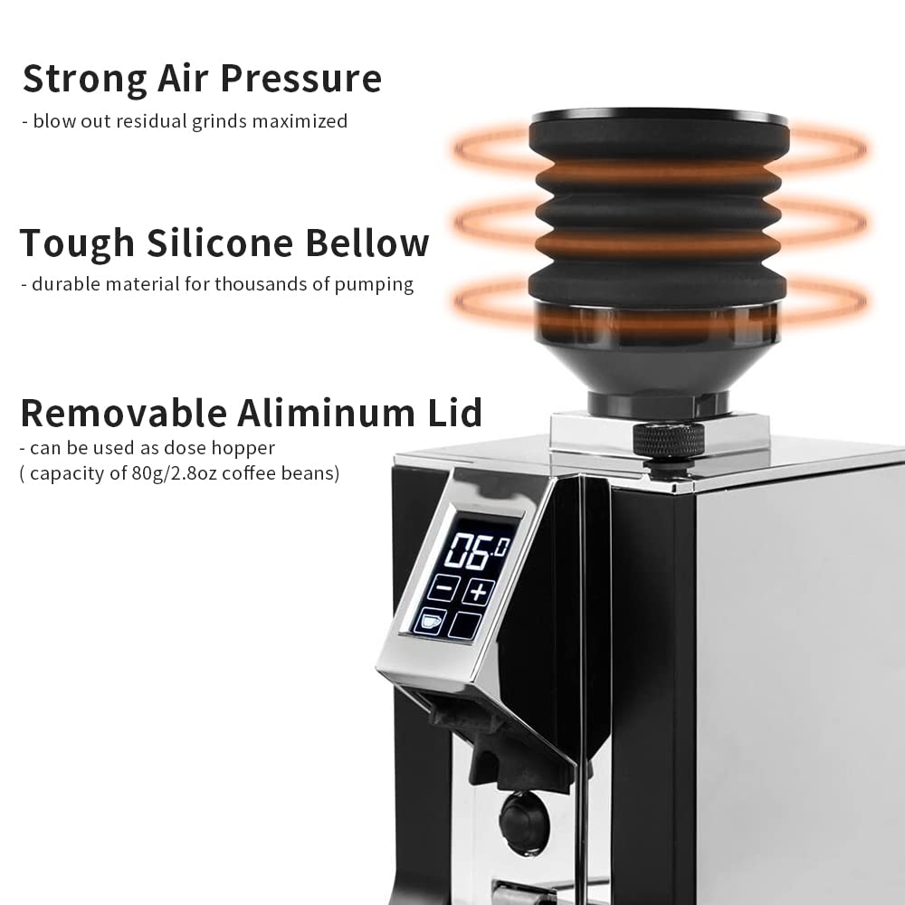 Eureka Mignon Single Dose Coffee Grinder Hopper - 2-in-1 Silicone Bellow for Fresh Grounds at Home