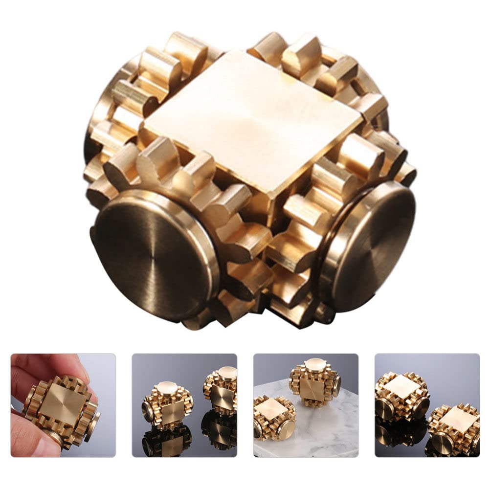 Balacoo Brass Fingertip Gyro Toy - Mini Stress Relief Cube for Kids & Adults, Pocket-Sized Decompression Spinner for Office, Travel & Anxiety Relief