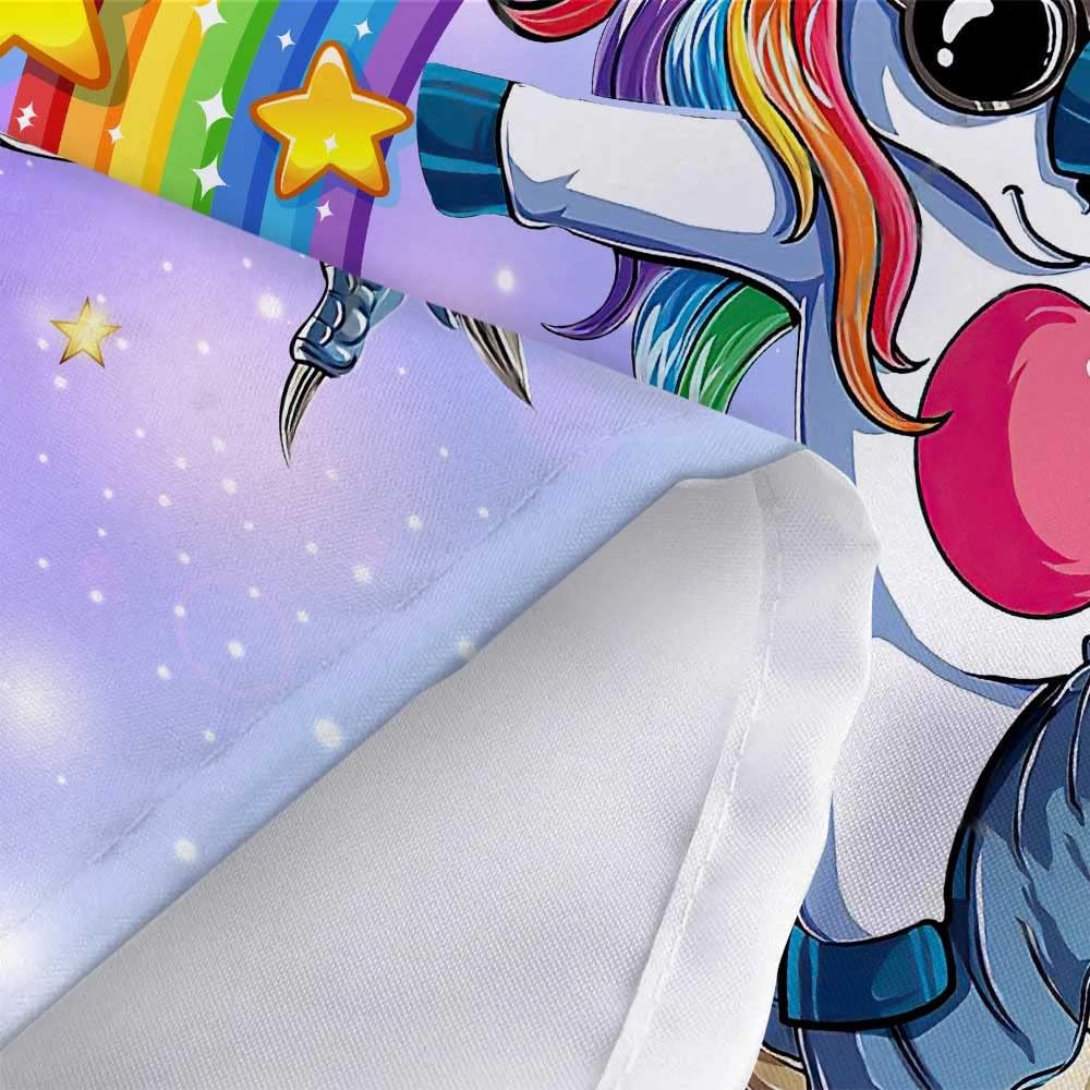 Funny Unicorn Riding Dinosaur Camper Shower Curtain Set - 47x64 Inch Small Narrow Travel Trailer Bathroom Decor with Hooks | Perfect for RV, Camping & Outdoor Adventures - Happy Camping Accessories