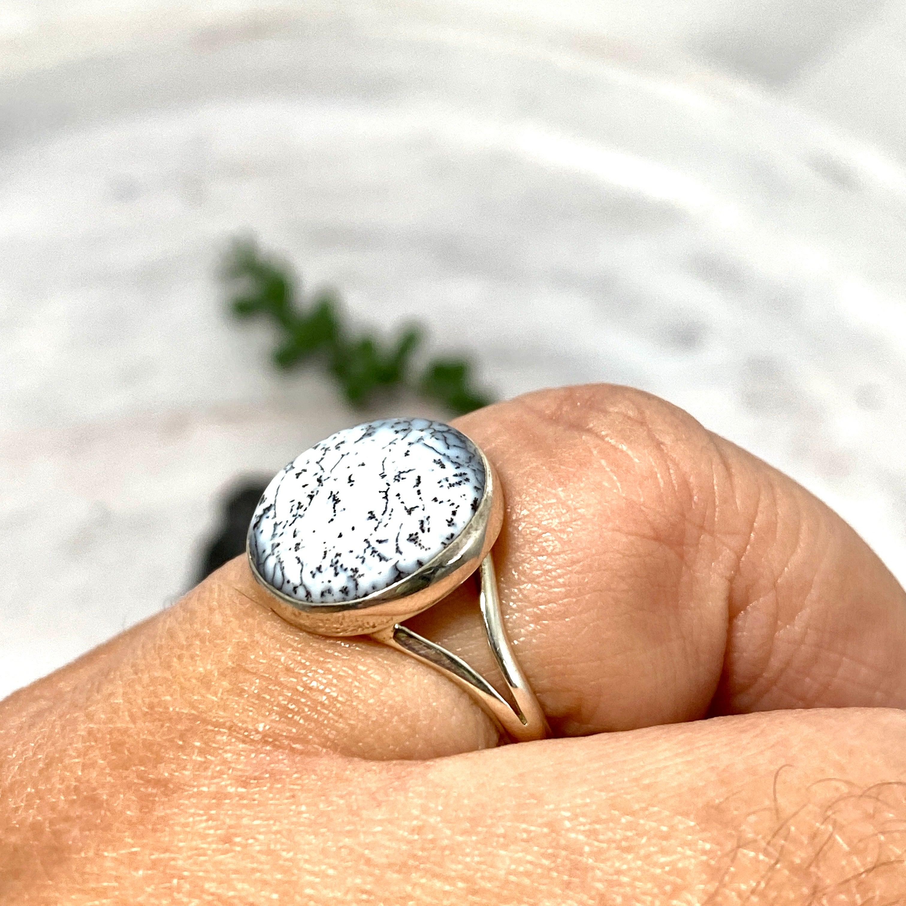 Dendritic Opal Round Ring Size 10 - KRGJ2295 | Elegant Handmade Jewelry for Women, Perfect for Weddings, Parties & Gifts