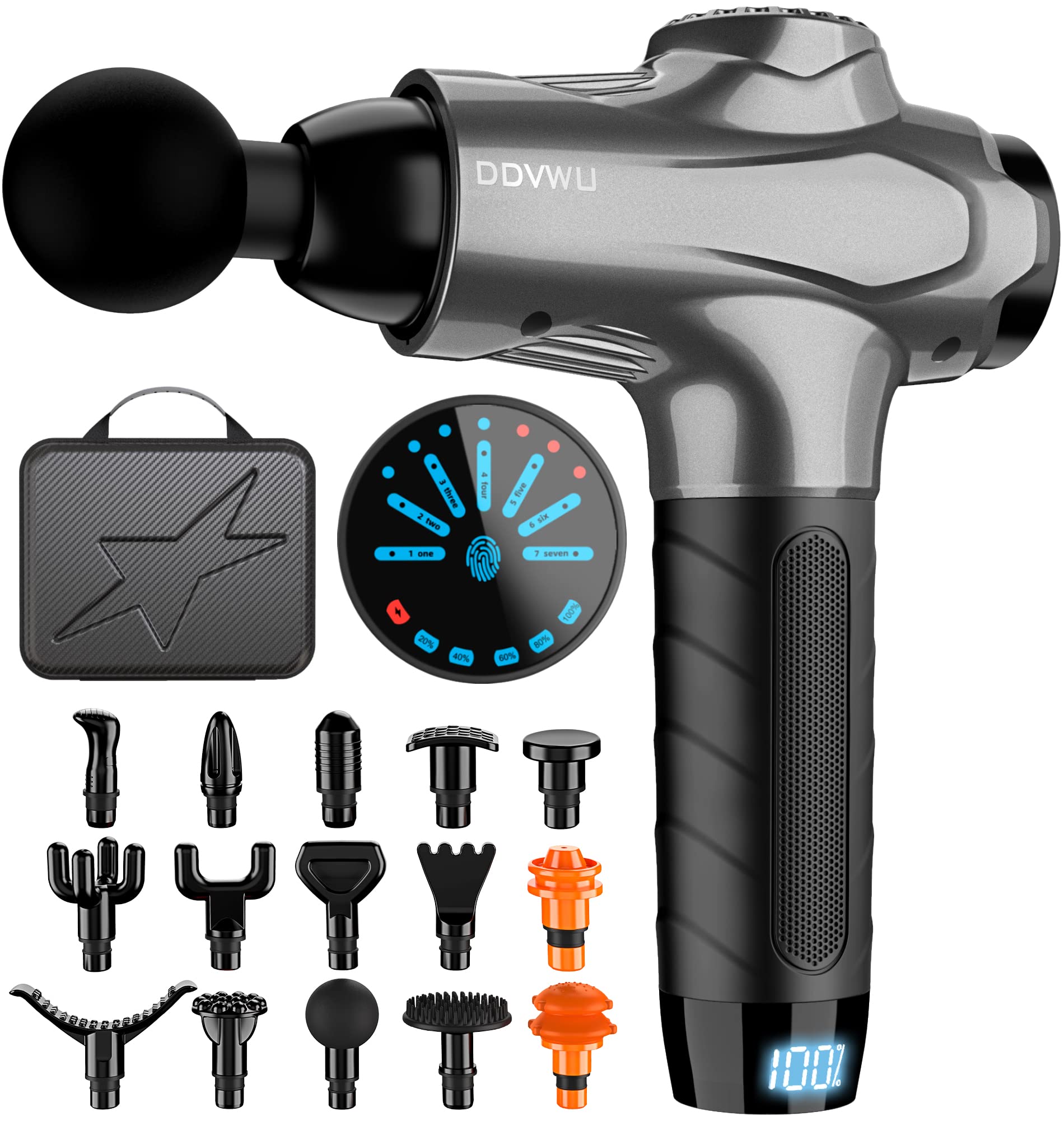 DDVWU Electric Muscle Massage Gun - Deep Tissue Percussion Massager for Pain Relief, Handheld Portable Quiet Massage Device (G-Gray) - Perfect for Athletes, Gym Recovery & Home Relaxation