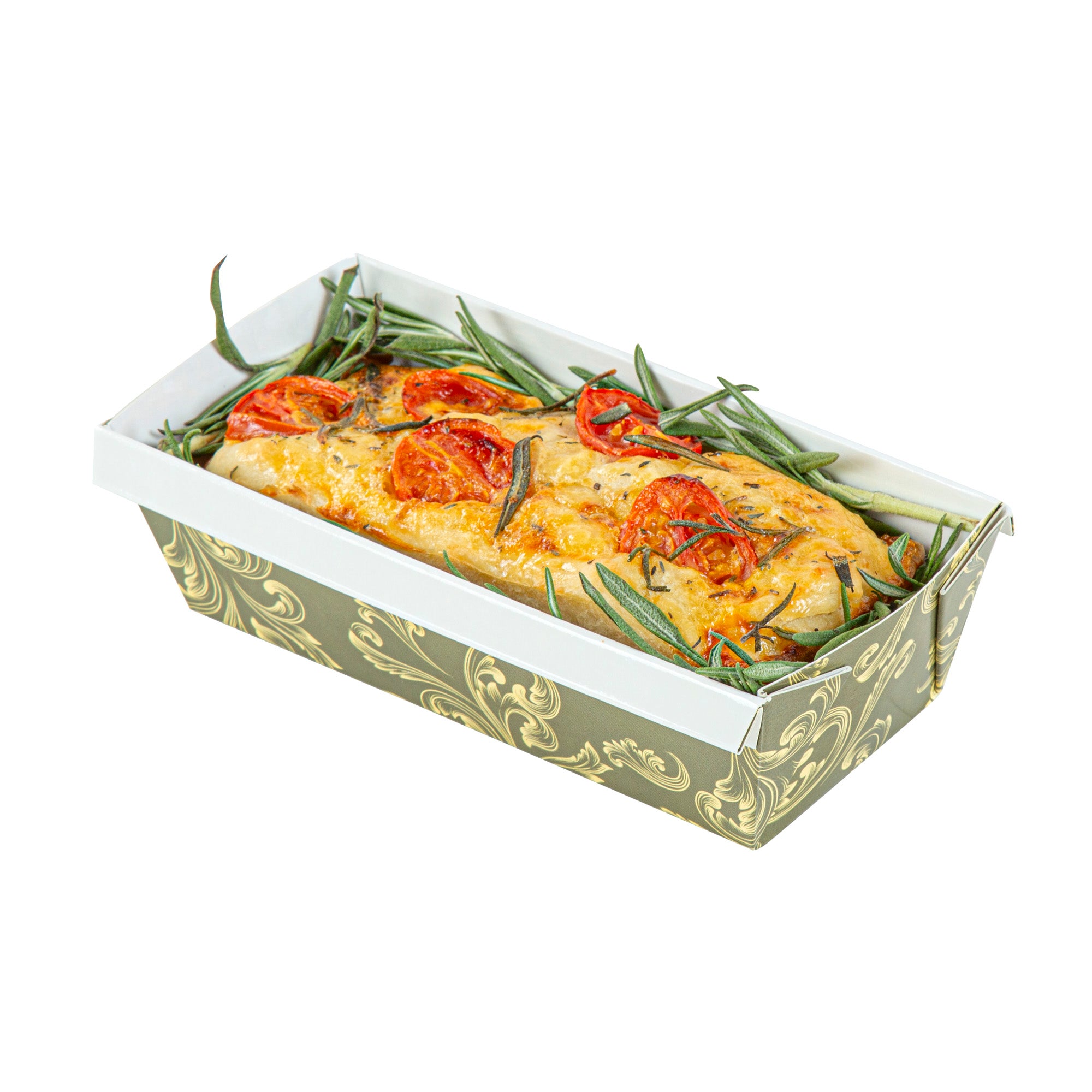 Bake Tek 13 oz Dark Green Vintage Floral Paper Loaf Pans - Greaseproof Baking Cups (7x3.25x2 Inches) - 100 Count Bulk Box - Perfect for Cupcakes, Muffins & Party Desserts