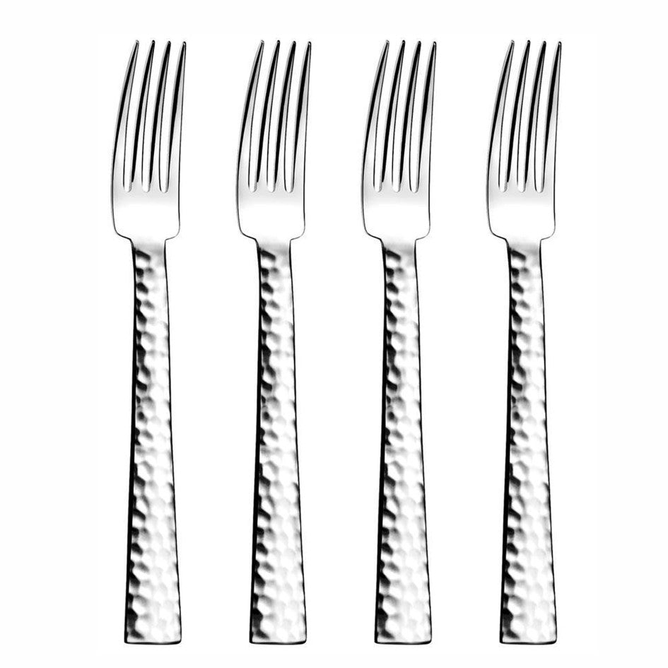 Ato Hammered Stainless Steel Table Forks - Set of 4 - Durable Dinner Forks for Restaurants, Home Dining & Outdoor Picnics