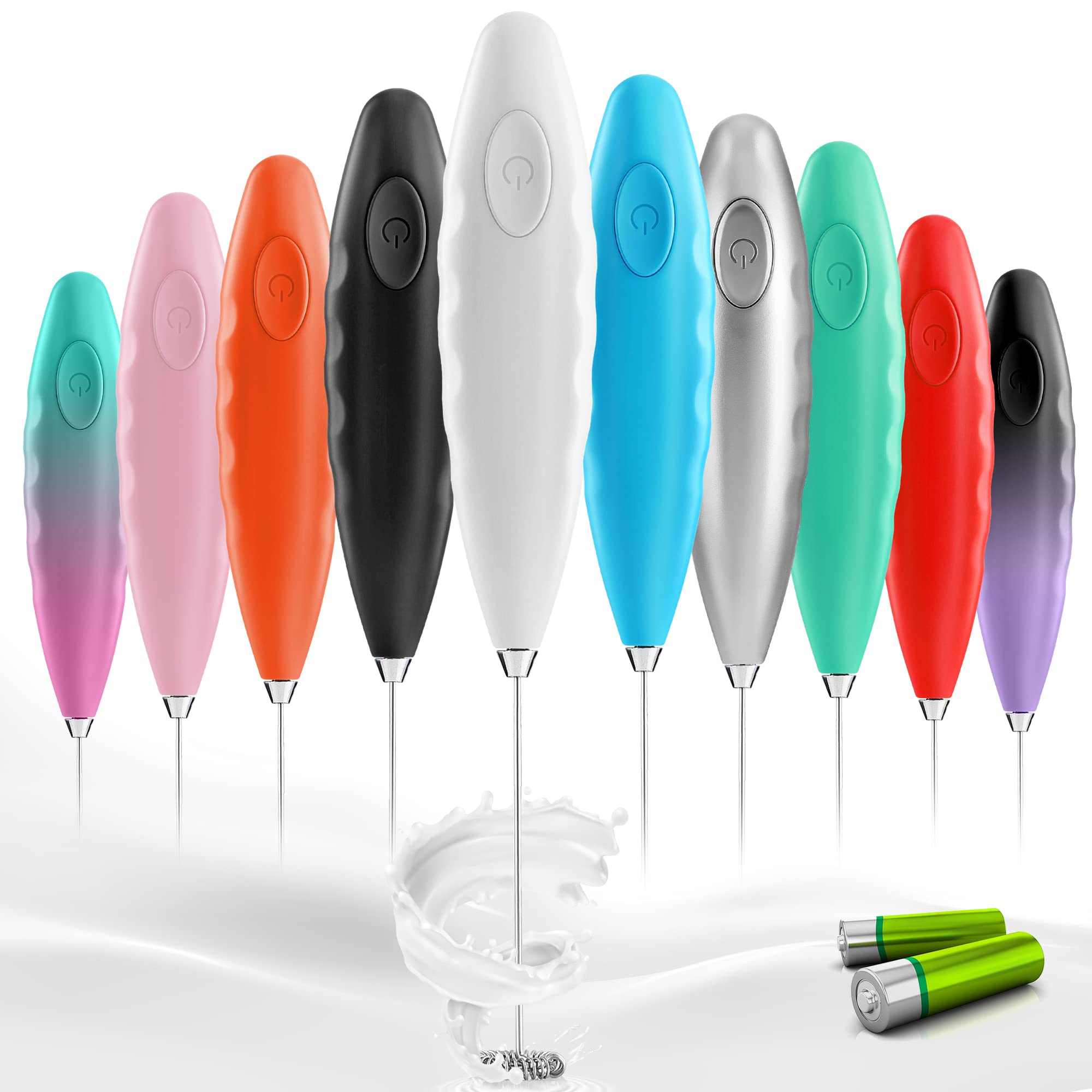 Premium Electric Milk Frother & Matcha Whisk - Handheld Battery-Powered Drink Mixer for Coffee, Latte, Cappuccino & Matcha Tea - Comfort Grip Design with Included Batteries (White) - Perfect for Home, Office & Cafe Use
