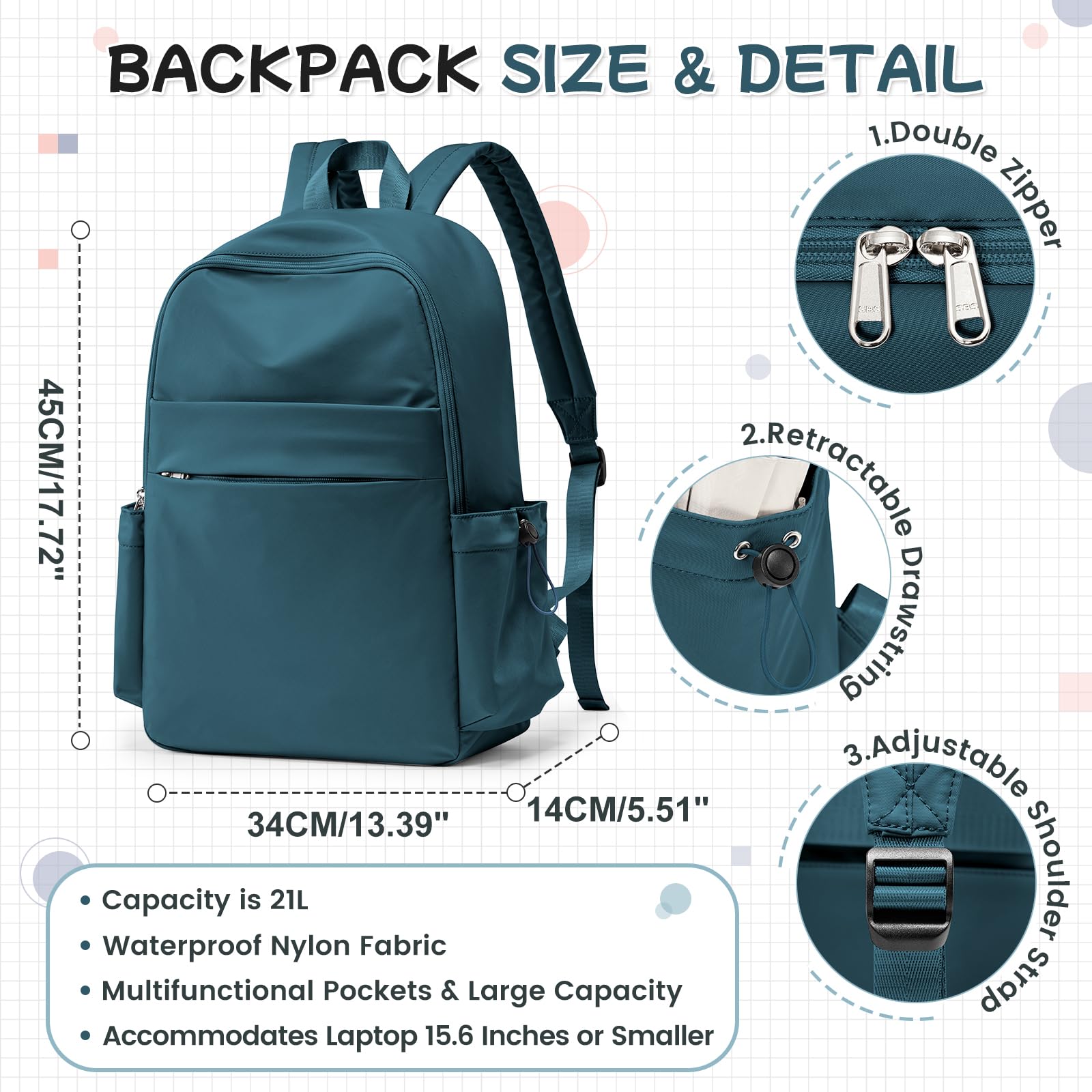 Stylish Anti-Theft Laptop Backpack for Women & Men - Durable Travel Backpack for College, Work & Commuting with Secure Laptop Compartment (Blue) - Perfect for Students, Teachers & Business Professionals