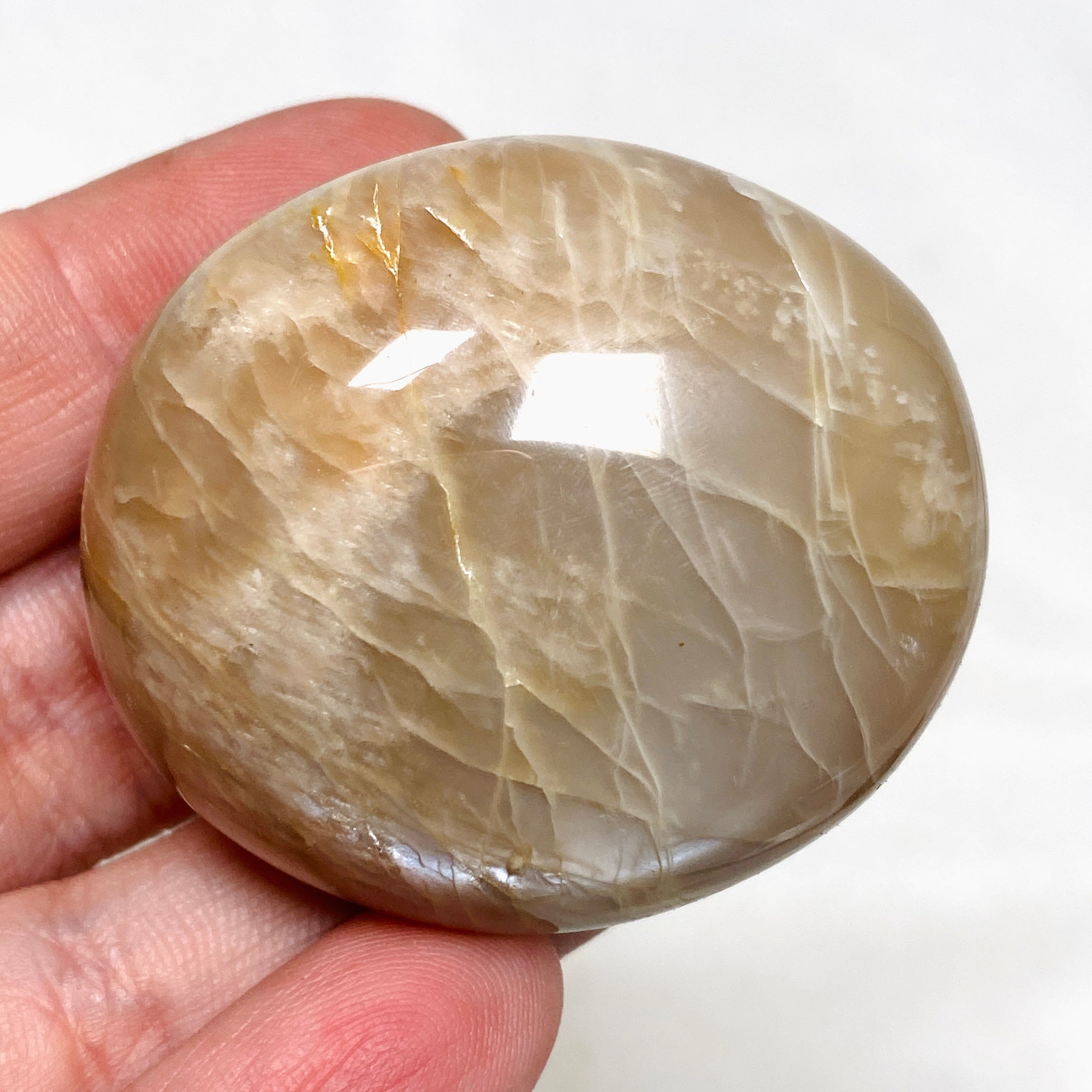 Natural Peach Moonstone Palm Stone - Healing Crystal for Stress Relief & Meditation - Perfect for Reiki, Yoga & Spiritual Practices
