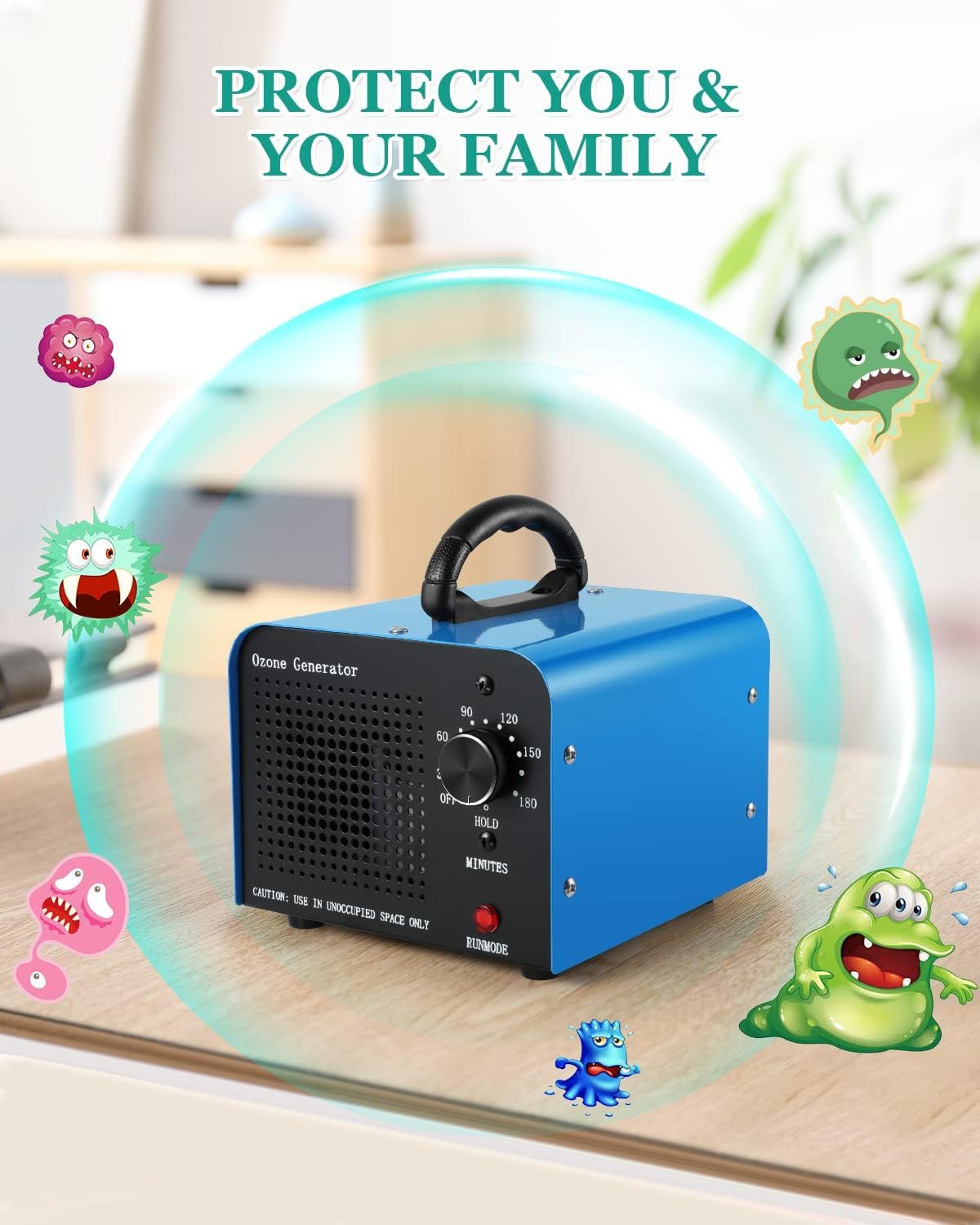 Tiiroy 30000MG Ozone Generator for Home & Car - Eliminate Odors, Purify Air in Bedrooms, Kitchens, Cars & Offices