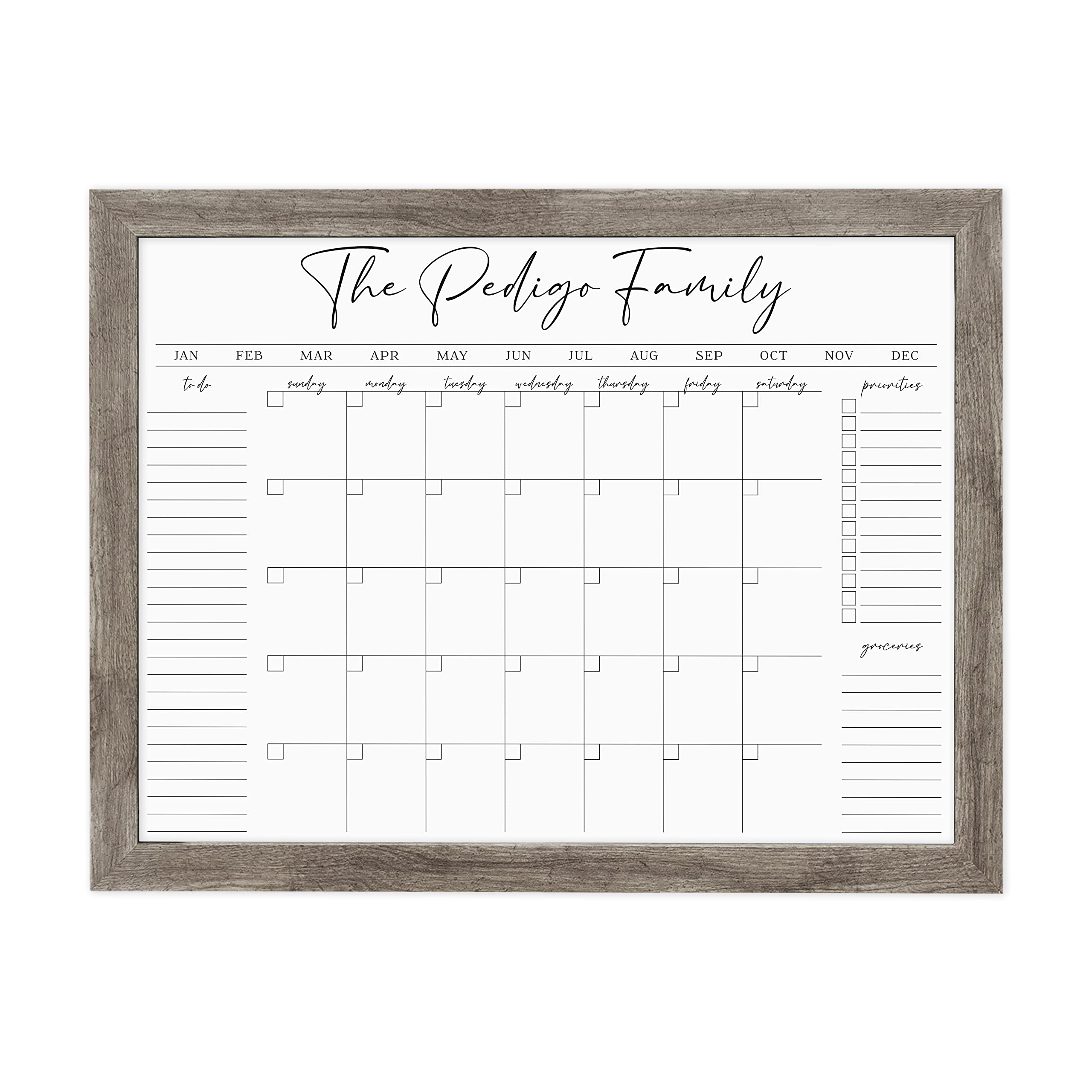 Custom Dry Erase Wall Calendar with To-Do List & Notes Sections - Large 24