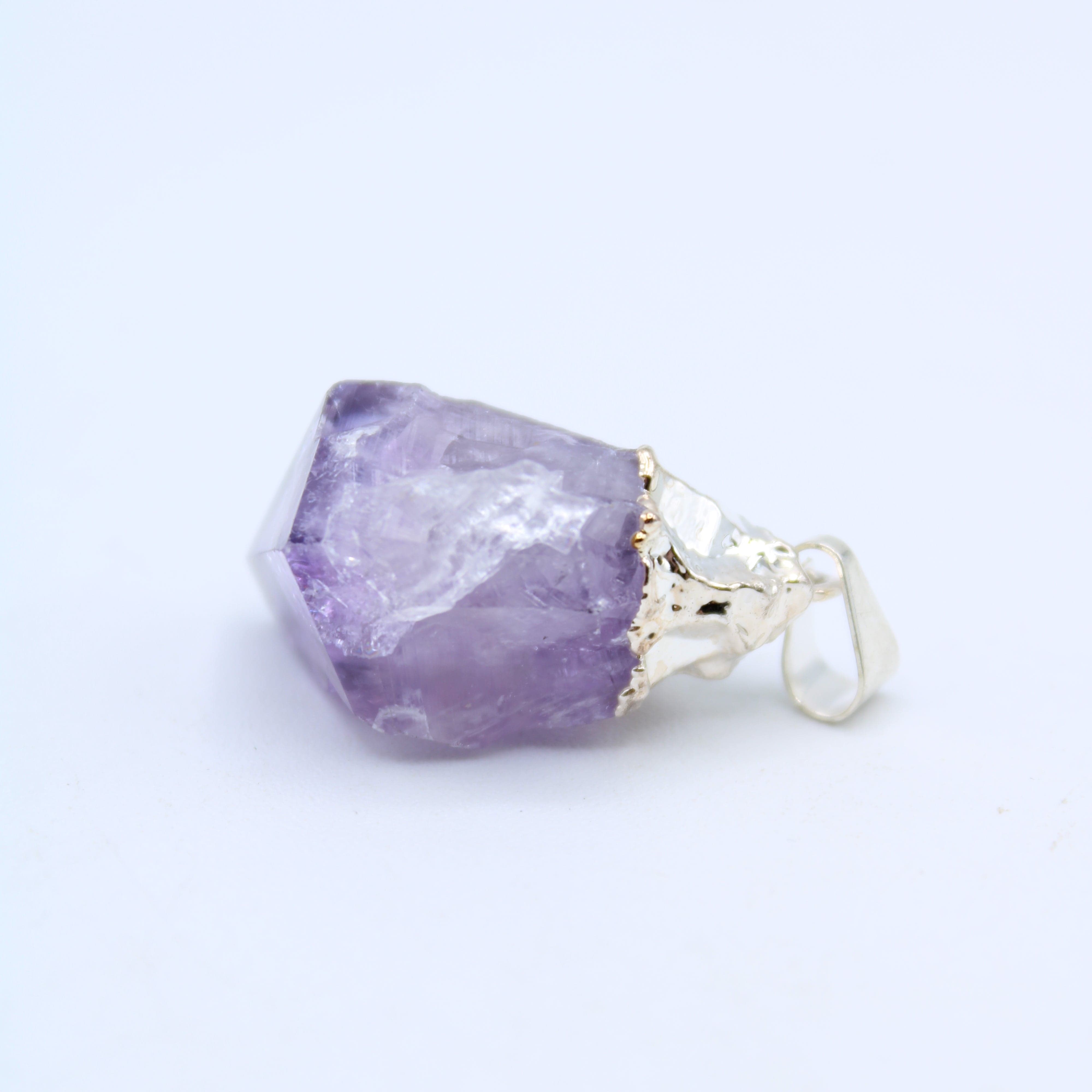 Natural Amethyst Crystal Point Pendant Necklace for Women - Healing Stone Jewelry for Meditation, Energy Cleansing & Spiritual Gifts
