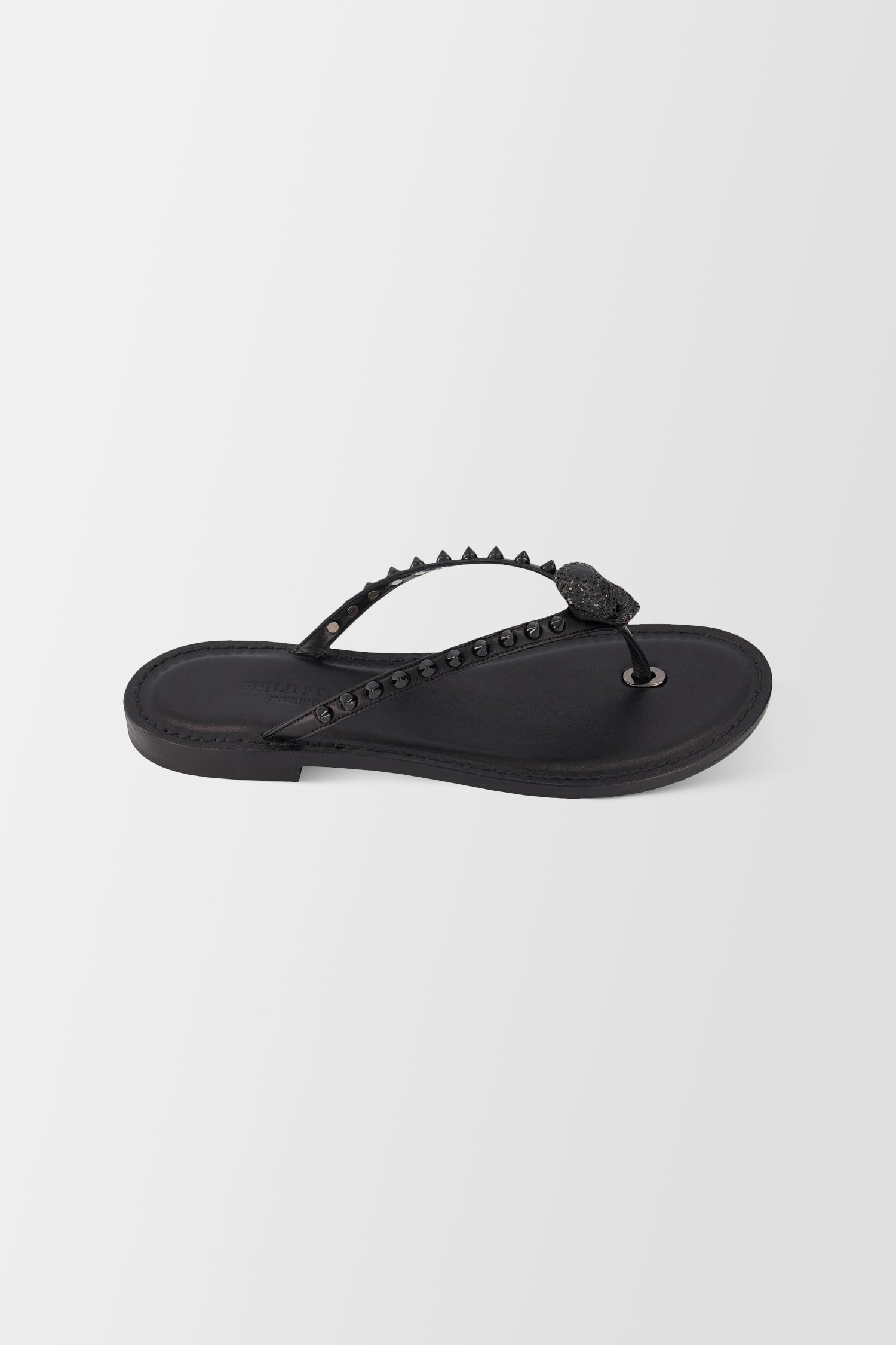 Philipp Plein Black Leather Flip Flops for Men - Premium Comfort Sandals for Beach, Pool & Summer Vacations