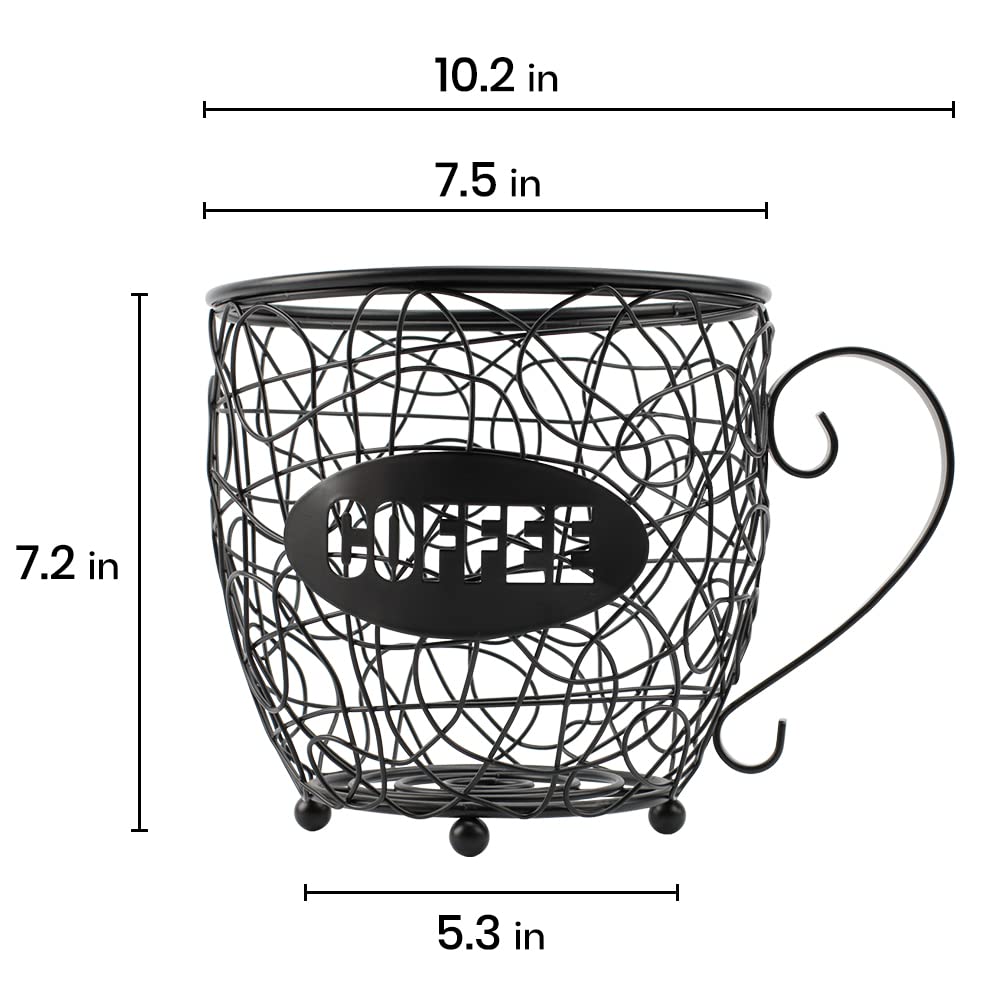 Large Capacity K Cup Holder for Keurig - Organizes 40 Coffee Pods on Countertop | Black Coffee Bar Accessory for Home & Office Use