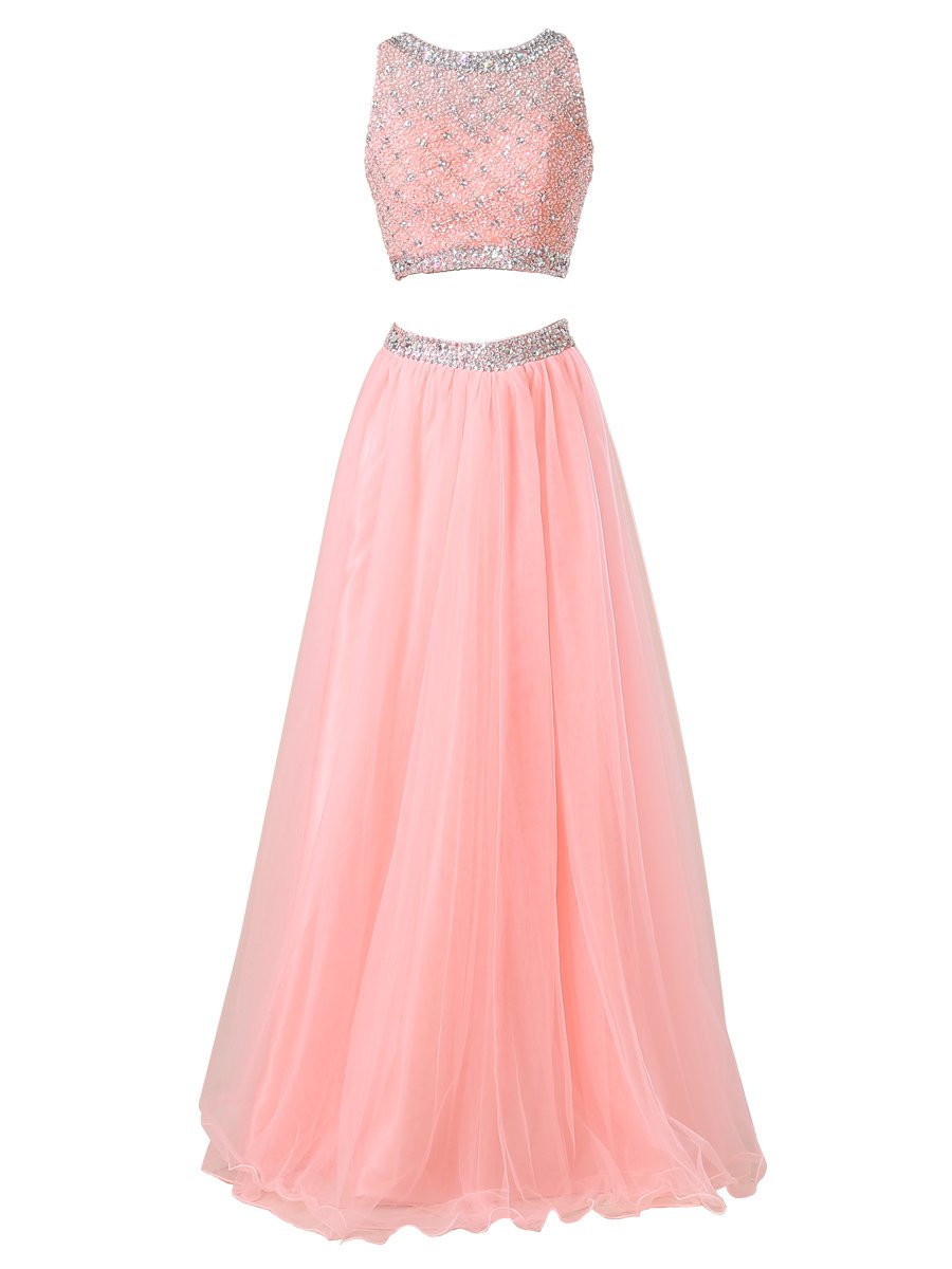 Elegant Two-Piece Long Prom Dresses for Women - Sleeveless Sequined Top & Flowy Skirt | Perfect for Homecoming, Evening Gala, and Formal Events