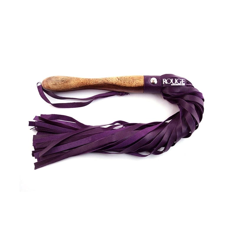 Premium Purple Leather Flogger with Wooden Handle - BDSM Toy for Sensual Play, Spanking, and Couples Bonding - Perfect for Bedroom Use and Adult Fantasy Scenes