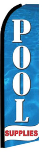 Pool Supplies Feather Swooper Flag Banner Kit with Fusion Pole Set, Safety Orange Stake & Wind Guard for Backyard, Poolside & Outdoor Decor