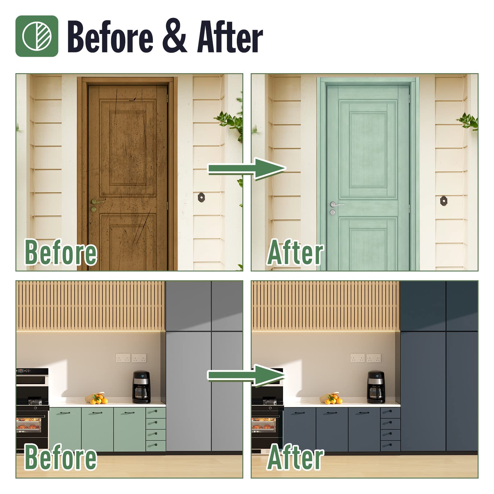 DWIL Matte Finish Furniture Paint - 32 Oz Water-Based Wood Paint for Cabinets, Doors, Tables & Dressers - Non-Toxic, Odorless, Easy to Apply (Greyish Yellow) - Includes Painting Tools - Perfect for DIY Home Renovation & Furniture Refinishing Projects