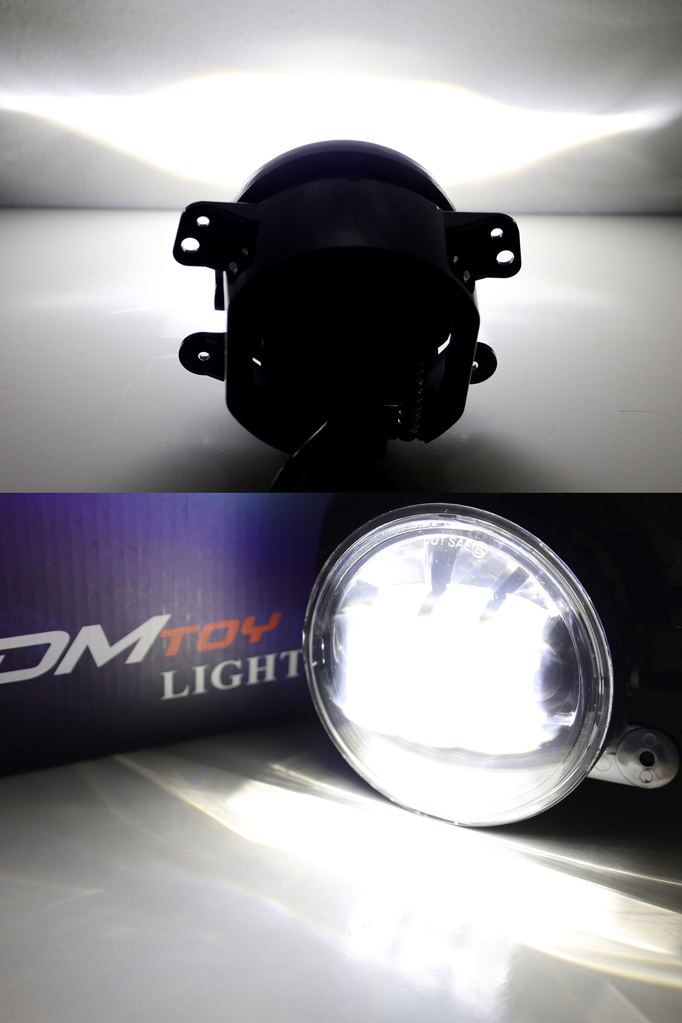 20W High Power LED Fog Lights for Jeep Wrangler JK JL - Clear Lens with 3 Stripe White Design - Perfect for Off-Roading, Night Driving & Foggy Conditions