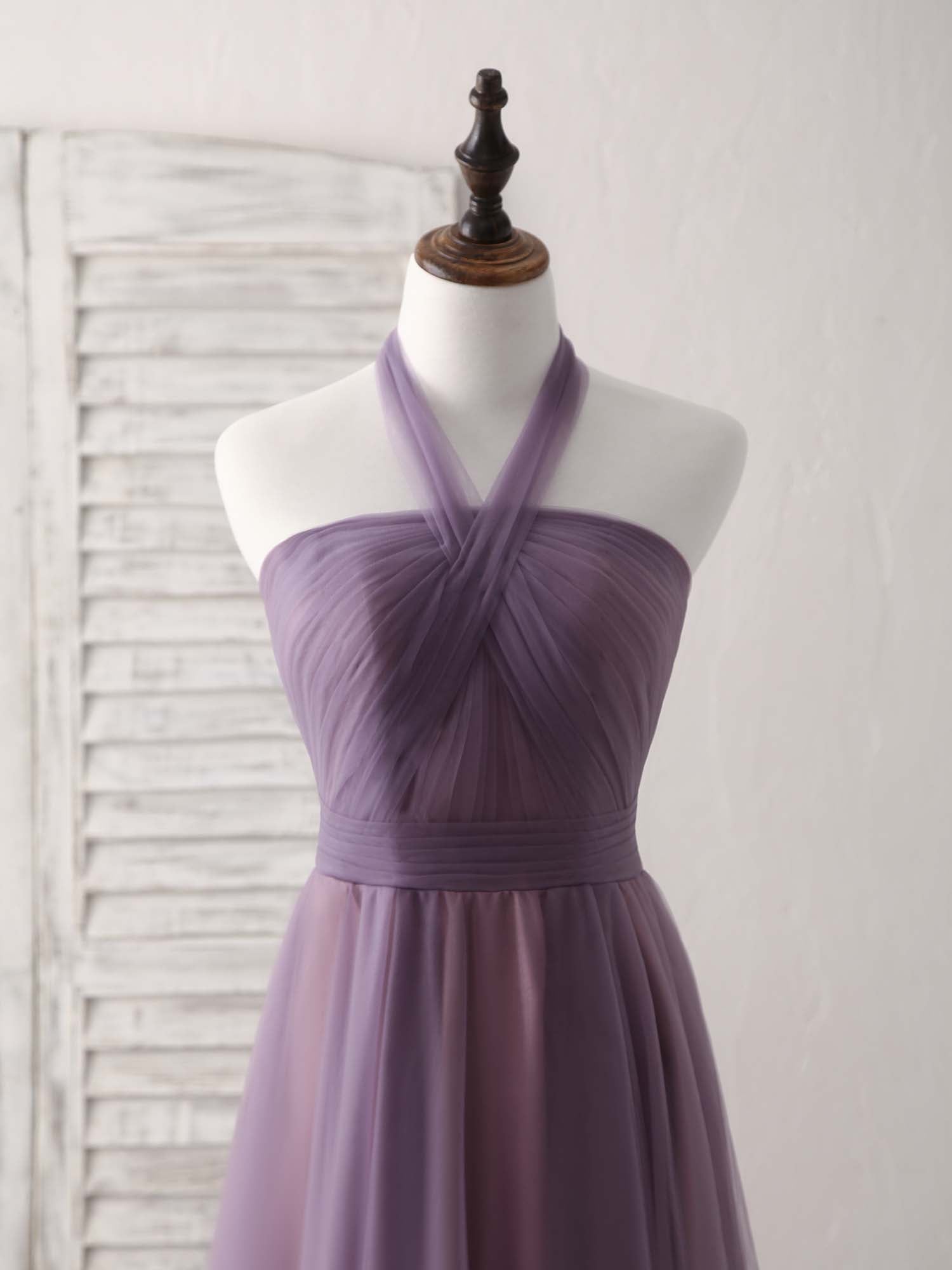 Elegant A-Line Tulle High-Low Long Prom Dress for Women - Simple Bridesmaid Gown for Formal Events & Wedding Parties