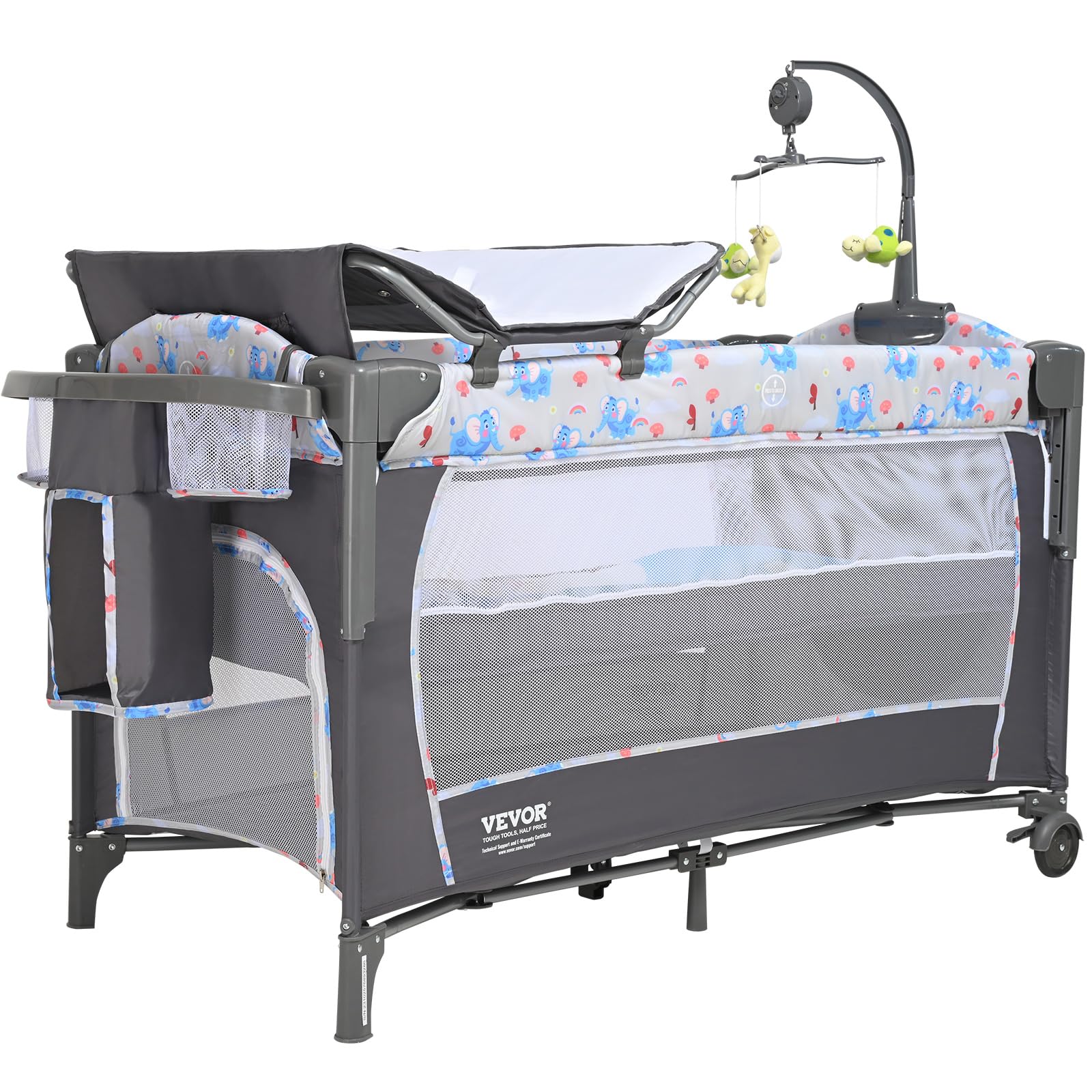 VEVOR Portable Baby Bassinet & Playard with Changing Table, Mosquito Net & Wheels - Foldable Bedside Sleeper Crib for Newborns & Infants - Perfect for Nursery, Travel & Co-Sleeping