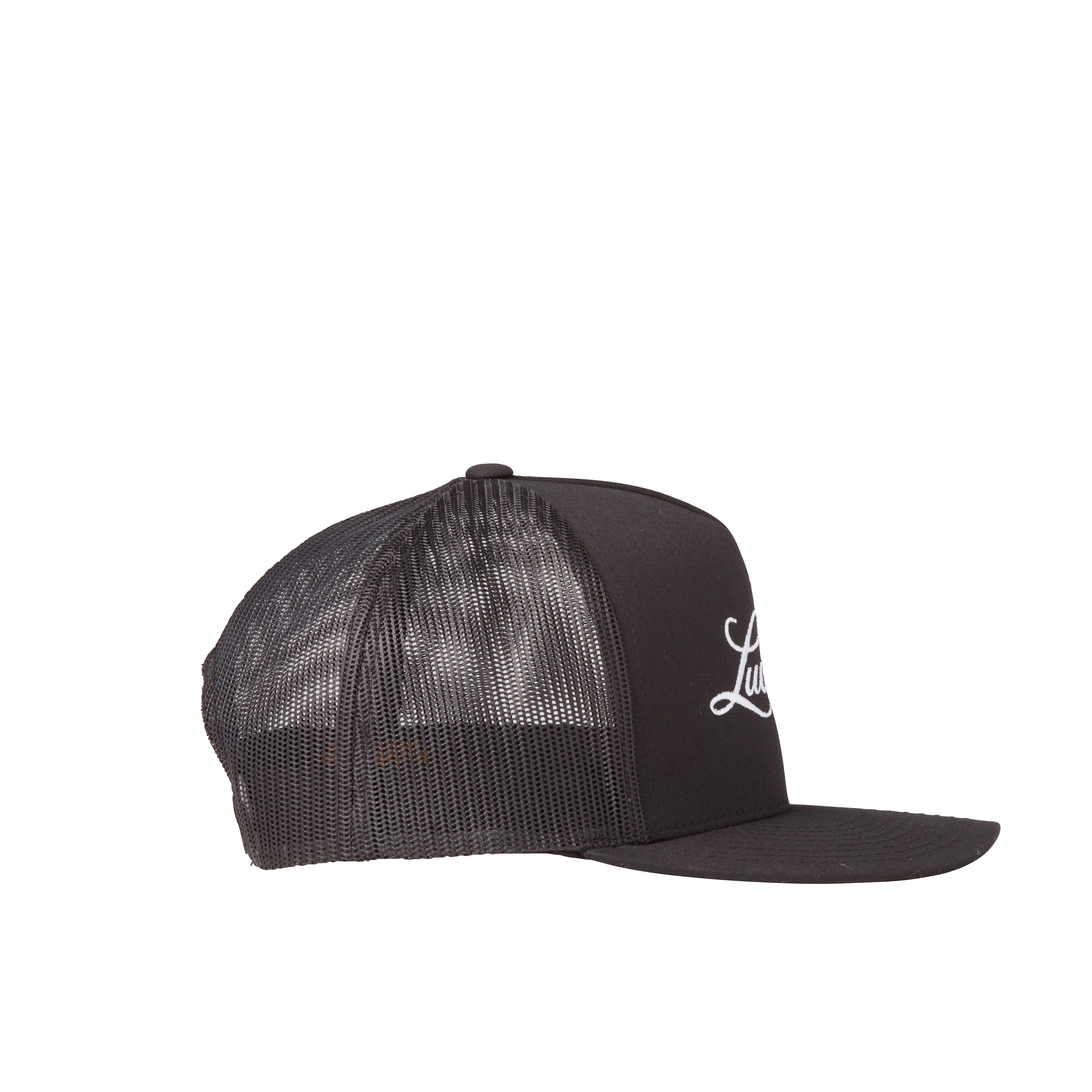 Lucchese Script Trucker Cap - Black | Stylish Baseball Hat for Men & Women | Perfect for Outdoor Activities, Sports & Casual Wear