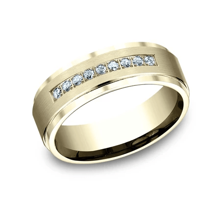 14K Yellow Gold Men's Diamond Band Ring - 0.18 CTW Wedding Band, Anniversary Gift, Promise Ring for Him - Perfect for Engagements, Weddings & Special Occasions
