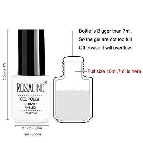 ROSALIND UV Gel Polish Set - Semi-Permanent Nail Kit with Primer, Top Coat & Poly Gel Varnish (7ml) - Professional Manicure & Pedicure Gel for Salon & Home Nail Art - Perfect for Parties, Weddings & Daily Wear