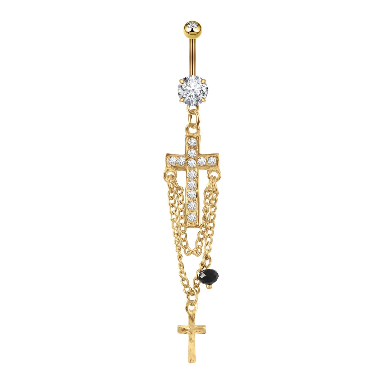 Elegant Cross Tassel Belly Button Rings | UZV09 | Perfect for Belly Dance, Beach Wear & Body Jewelry Fashion