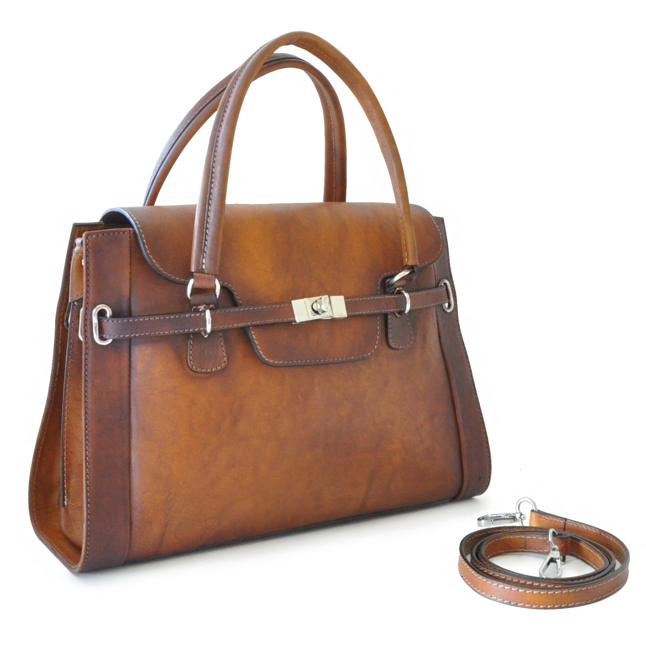 Premium Pratesi Genuine Cow Leather Women's Handbag - Stylish Baratti Design for Work, Travel & Everyday Use - Bruce Cherry Collection