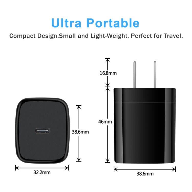 20W USB C Fast Charger Block & 6FT C to C Cable - Compatible with Samsung Galaxy A14 5G/A13 5G/S21 FE/A03s/A23/A53 5G/A12/S22/S20 FE/A42/Z Fold 4/Note 21, Google Pixel 7 Pro/6a/5XL/4, iPad Pro 12.9/Mini 6/Air 4 - PD Charger for Home, Office & Travel