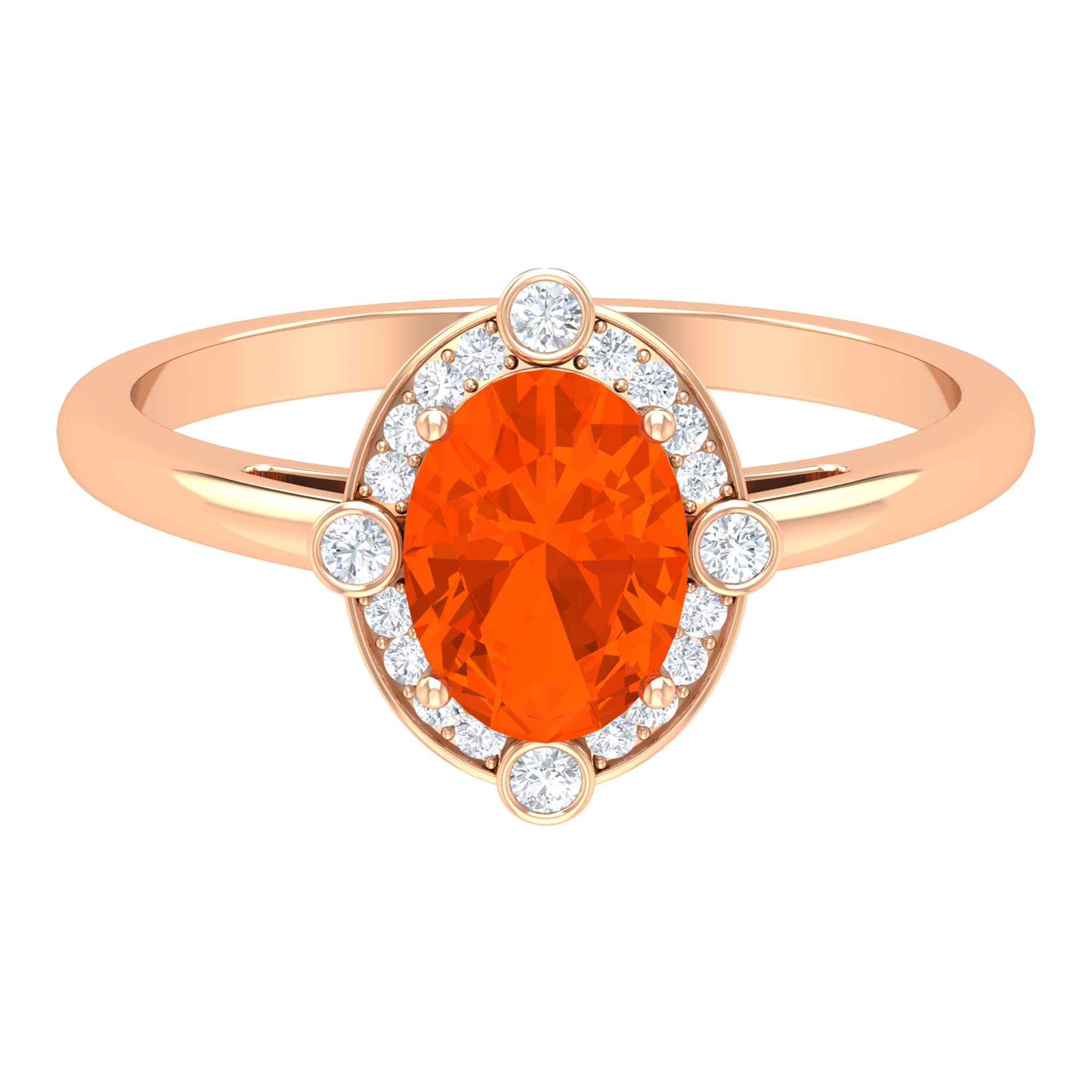 1.50 CT Fire Opal & Diamond Halo Engagement Ring for Women - 14K Solid Gold Wedding Ring, Anniversary Gift, Promise Ring for Her - Perfect for Proposals, Valentine's Day & Special Occasions