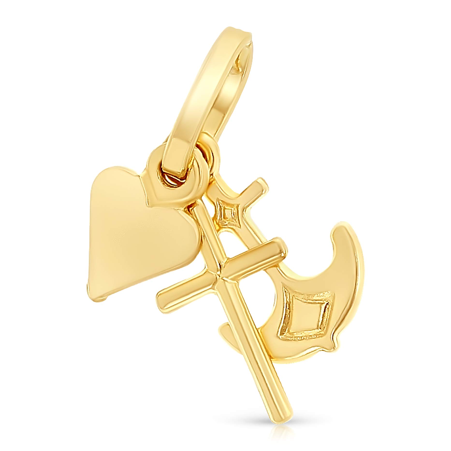 14K Yellow Gold Faith Hope Charity Lucky Charm Pendant Necklace with 0.9mm Singapore Chain - Perfect for Gifts, Daily Wear & Special Occasions