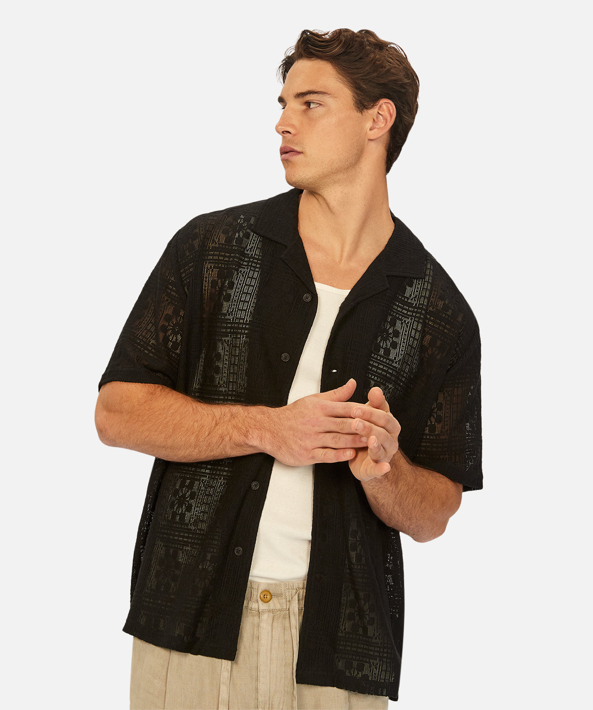 Macedo Short Sleeve Shirt for Men - Classic Black Cotton Casual Button Down Shirt | Perfect for Office, Business, Dating & Summer Outfits
