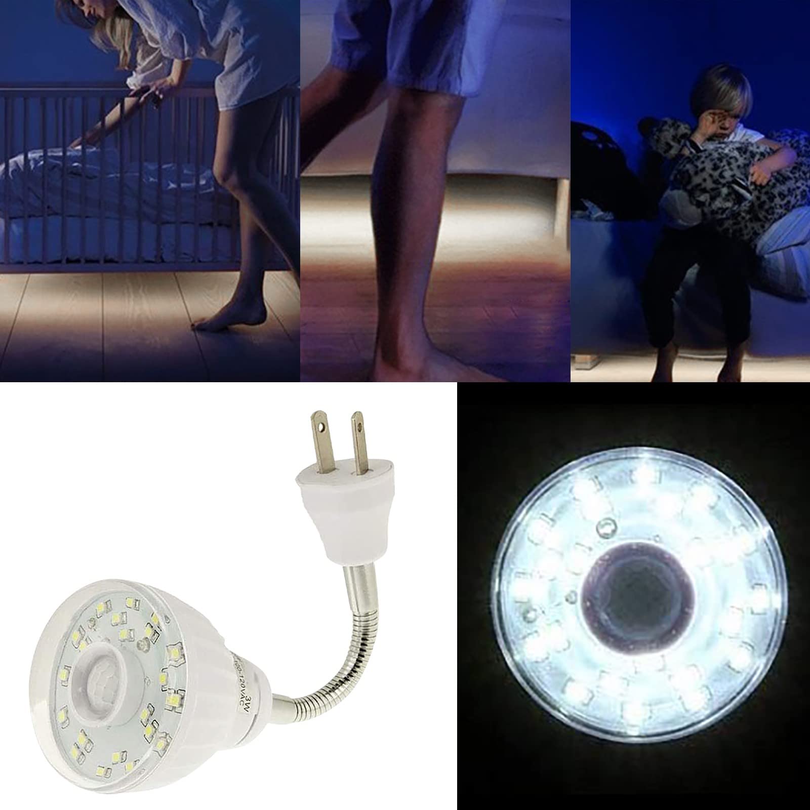 KLFGJ 2W-110V White LED Motion Sensor Light for Hallway, Corridor, Staircase - Energy Saving Automatic Night Light for Home, Garage, Bathroom, Closet