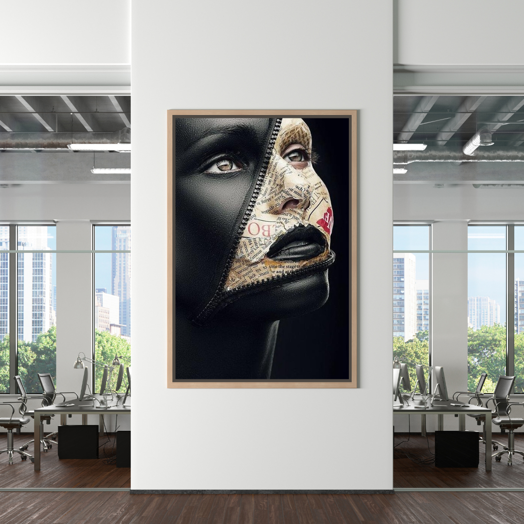 Afro Girl Model Canvas Wall Art - Black Girl Empowerment Painting - Modern Home Decor for Living Room, Bedroom & Office