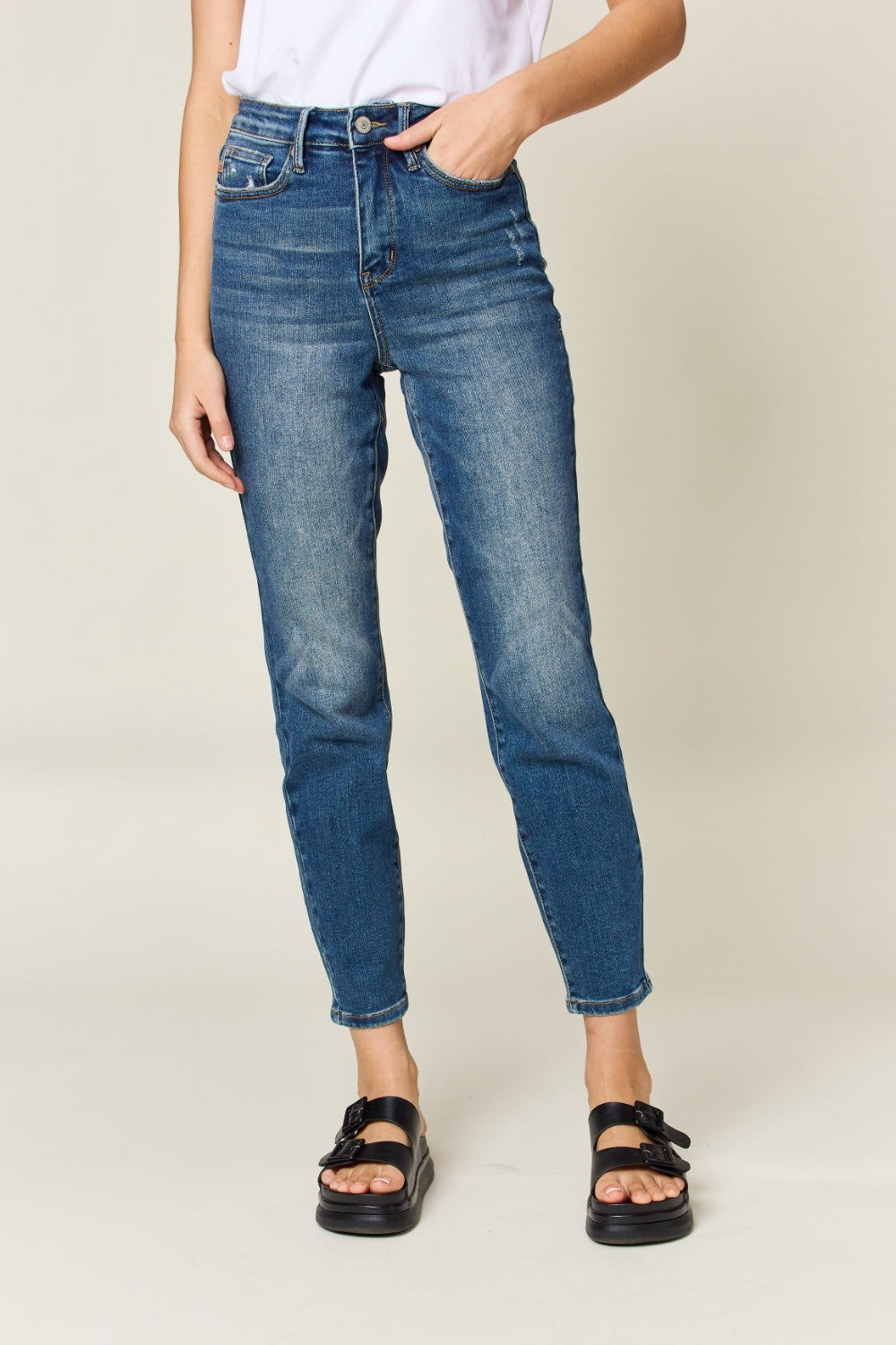 Judy Blue High Waist Tummy Control Slimming Jeans for Women - Comfortable Stretch Denim Pants for Everyday Wear & Casual Outfits