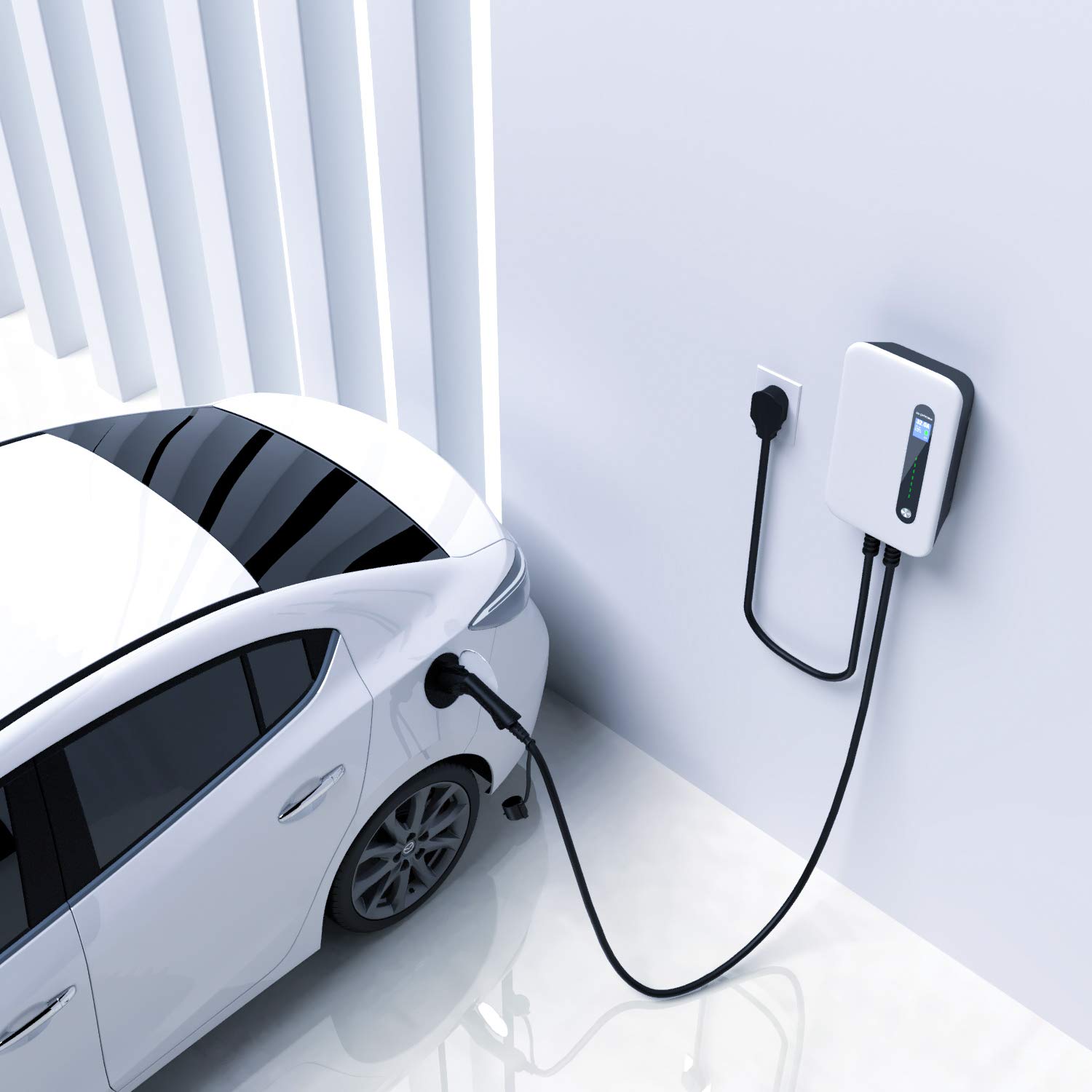 40A Level 2 EV Charger Station - 9.6KW NEMA 14-50 Wall Mount Electric Vehicle Charger for Tesla, Nissan Leaf, Chevy Volt & Hybrid Cars - 20ft Charging Cable - Fast Home & Workplace Charging Solution