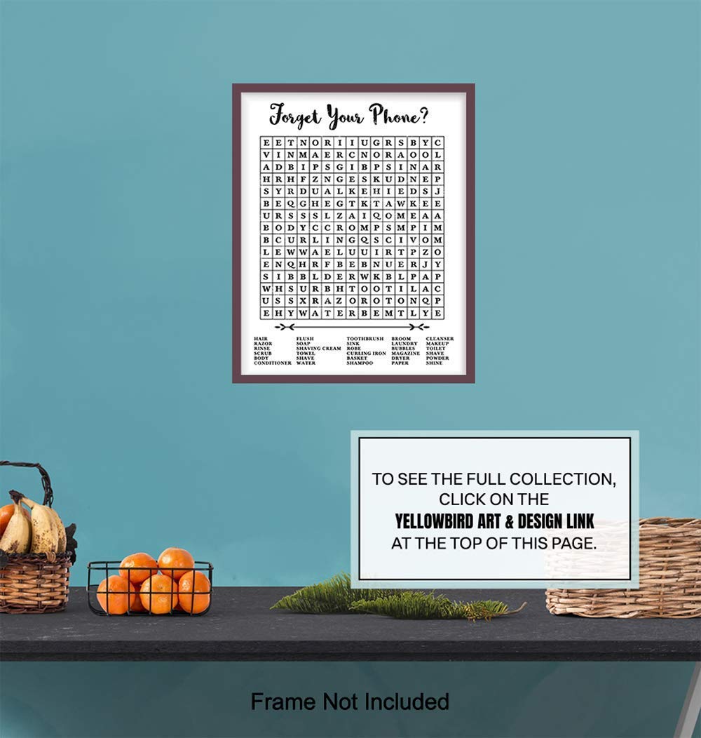 Funny Bathroom Sign - Forget Your Phone Wall Decor for Powder Rooms