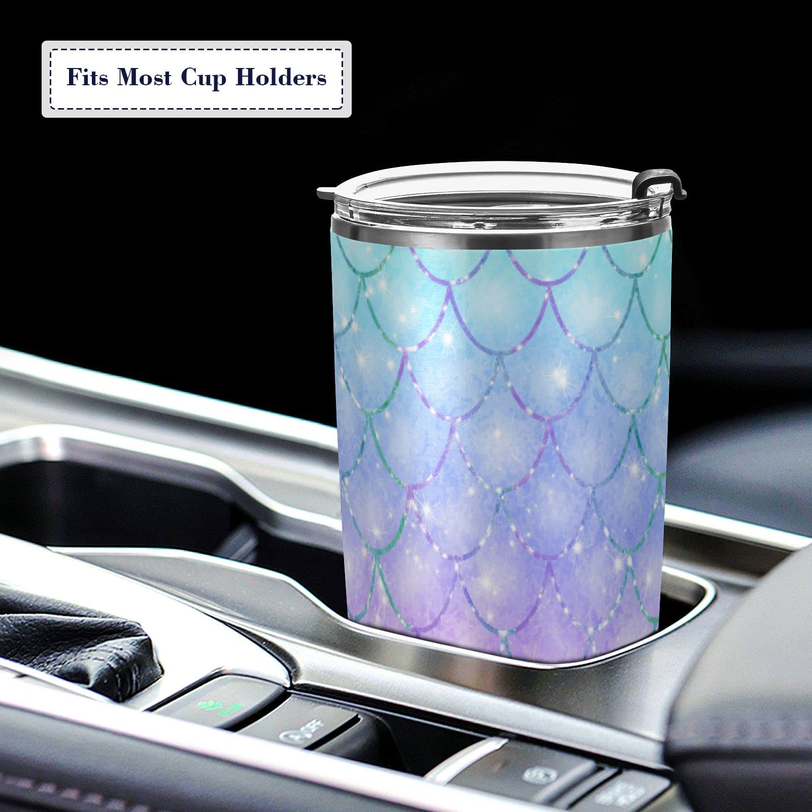 CaTaKu 20oz Mermaid Scales Purple Stainless Steel Tumbler with Lid & Straw - Vacuum Insulated Double Wall Travel Mug for Hot & Cold Drinks - Perfect for Coffee, Tea, Water & On-the-Go Use in Car, Office or Outdoor Adventures