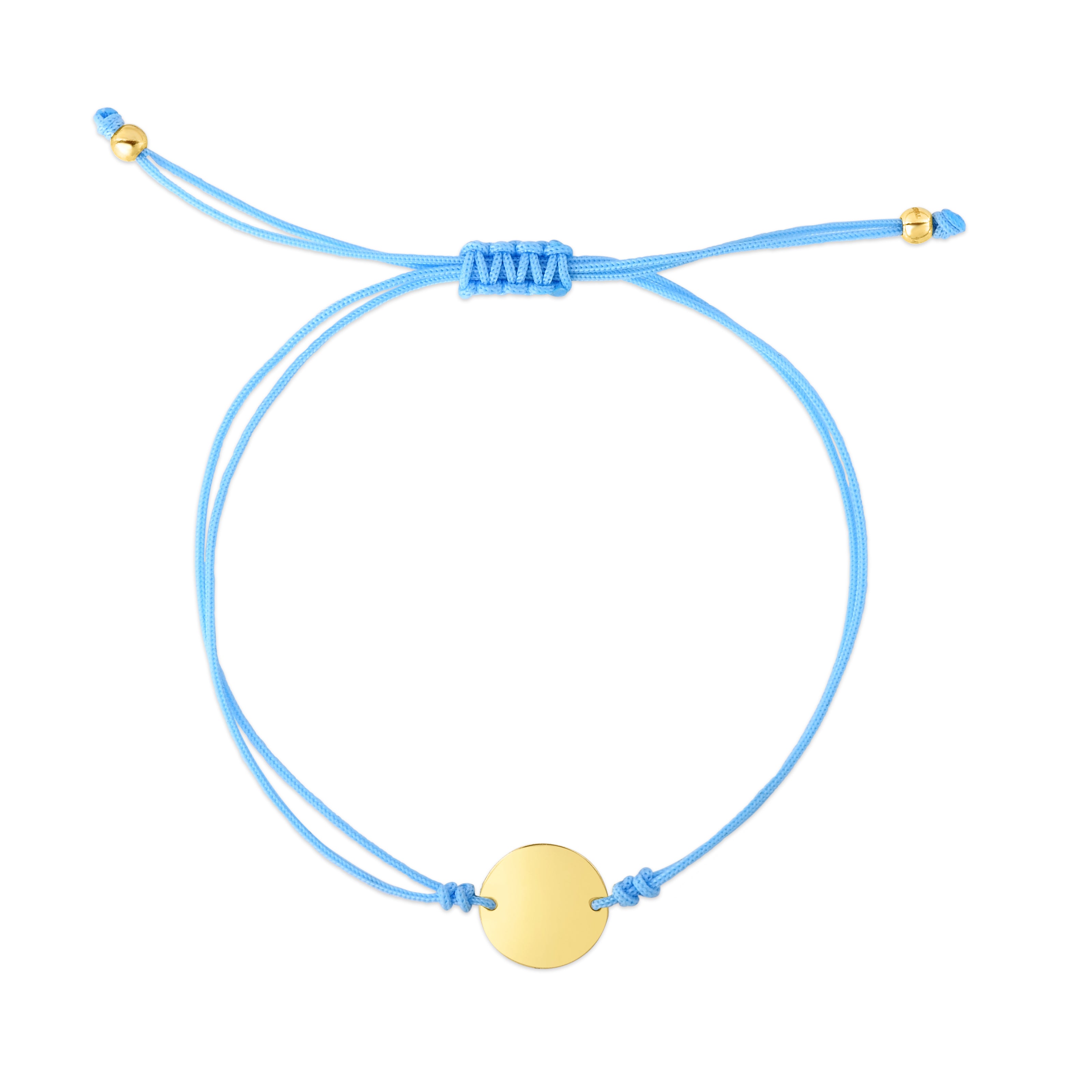 14K Gold Adjustable Blue Cord Circle Bracelet for Women - Perfect for Casual Wear, Gifts & Everyday Fashion Accessories